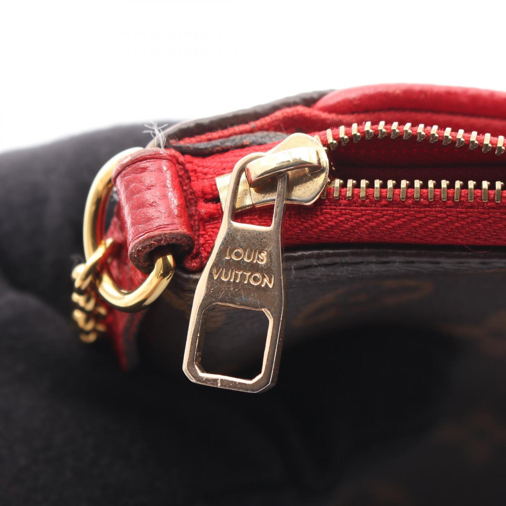Louis Vuitton Brown Cerise Red Color Coated Canvas Pvc Monogram Leather Handbag (Pre-Owned)