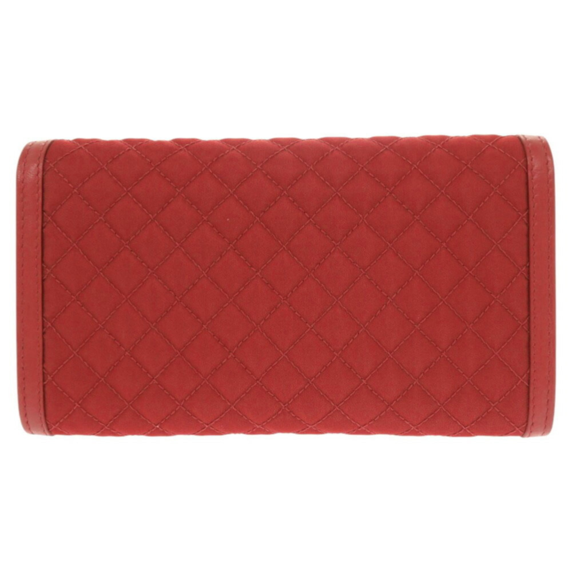Prada Red Color Nylon Leather Chain/Shoulder Wallet (Pre-Owned)