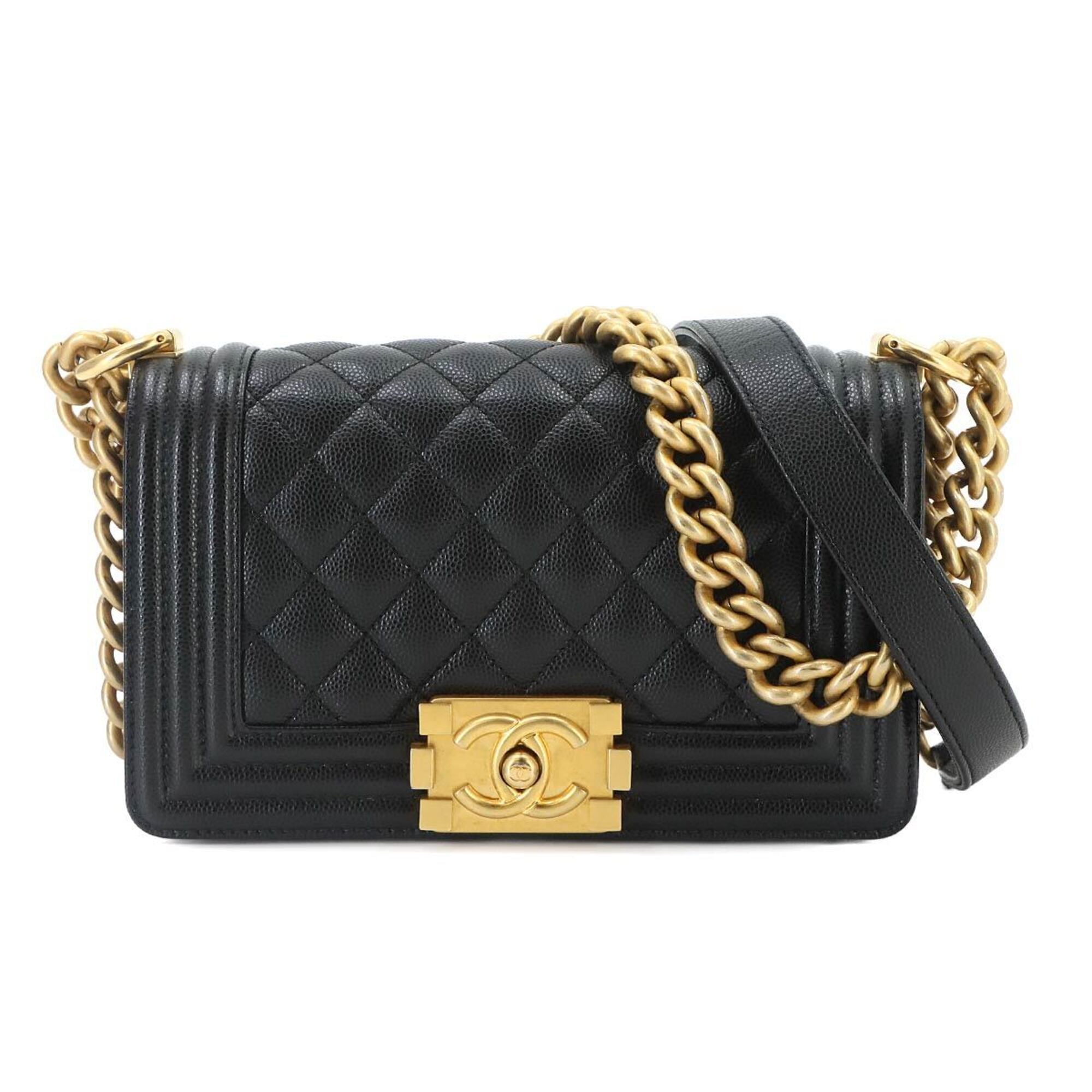 Chanel Black Grained Calfskin Handbag Shoulder Bag (Pre-Owned)