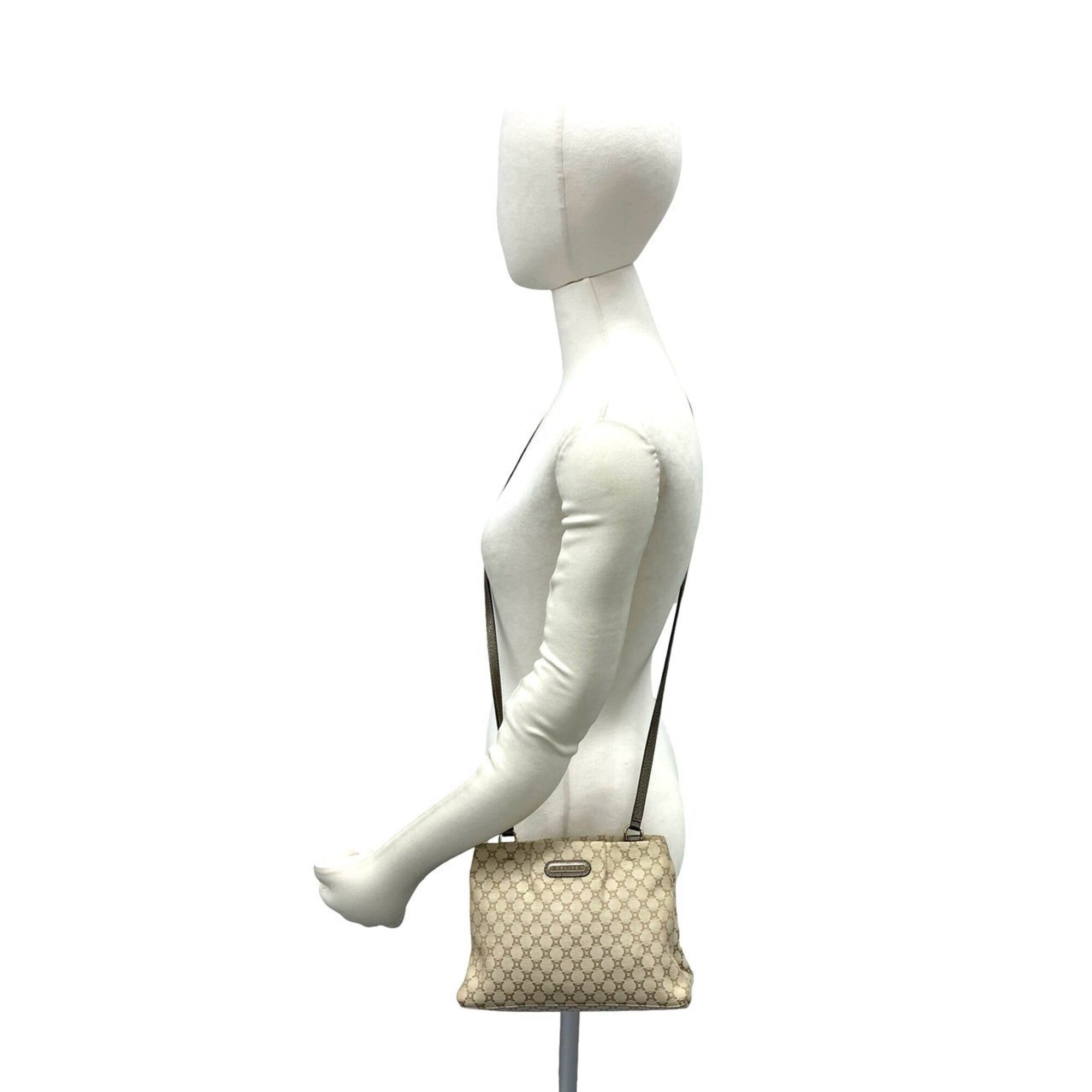 Celine Beige Canvas Leather Pochette Shoulder Bag (Pre-Owned)