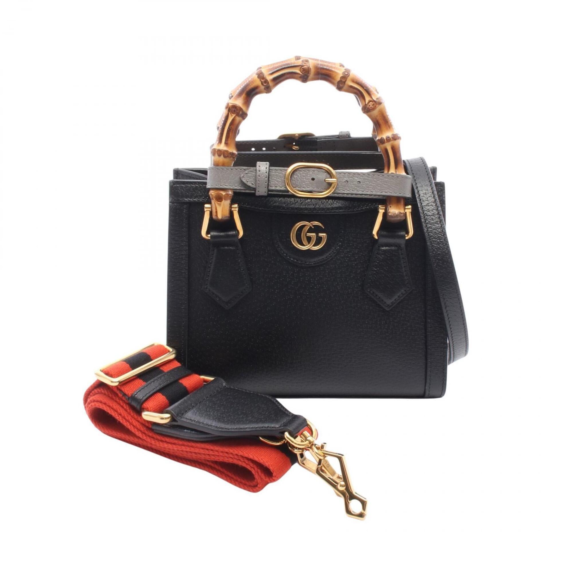 Gucci Black Leather Handbag Tote Bag (Pre-Owned)