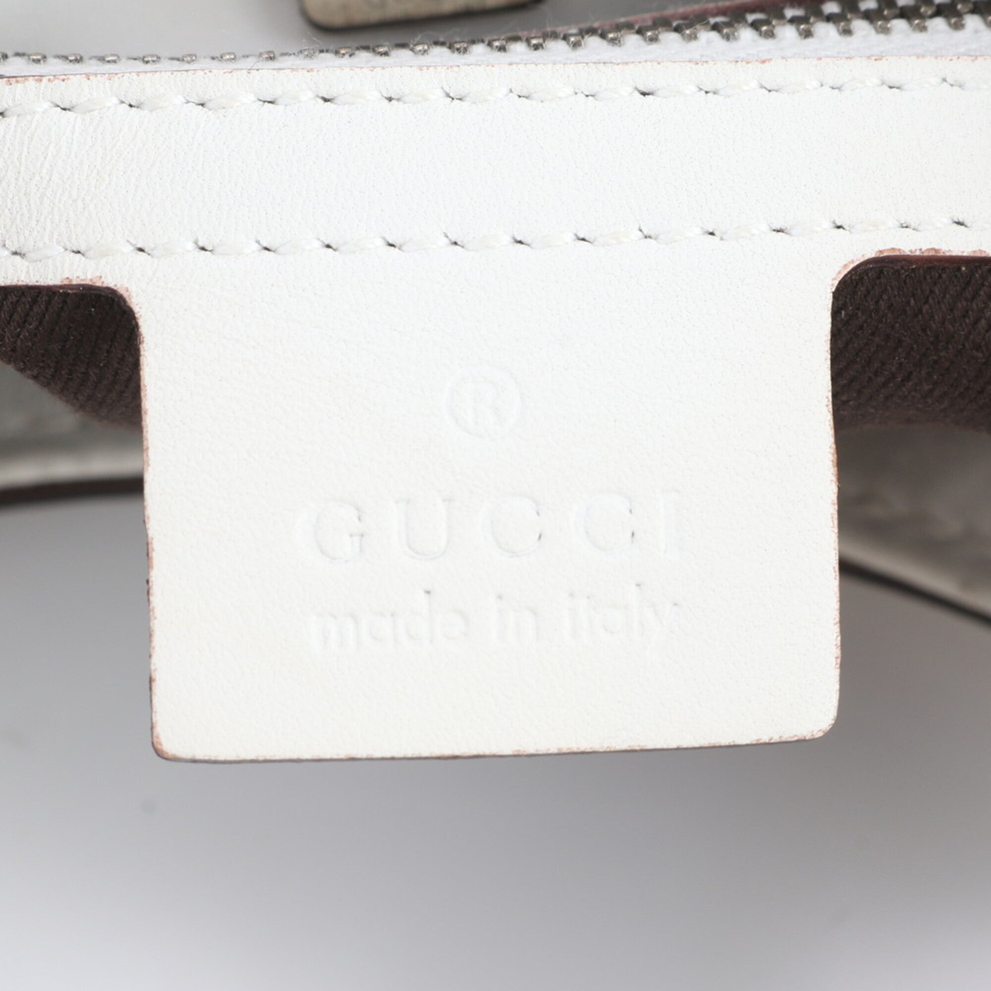 Gucci Gg Canvas White Leather Canvas Shoulder Bag Tote Bag (Pre-Owned)