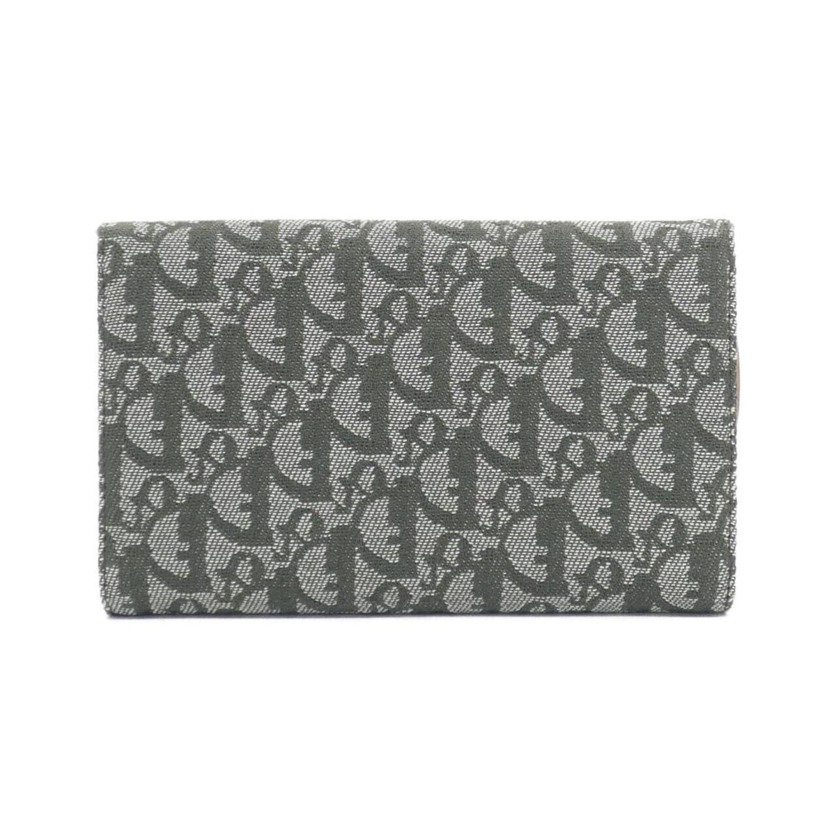Christian Dior Gray Green Canvas Long Wallet (Tri-Fold) (Pre-Owned)