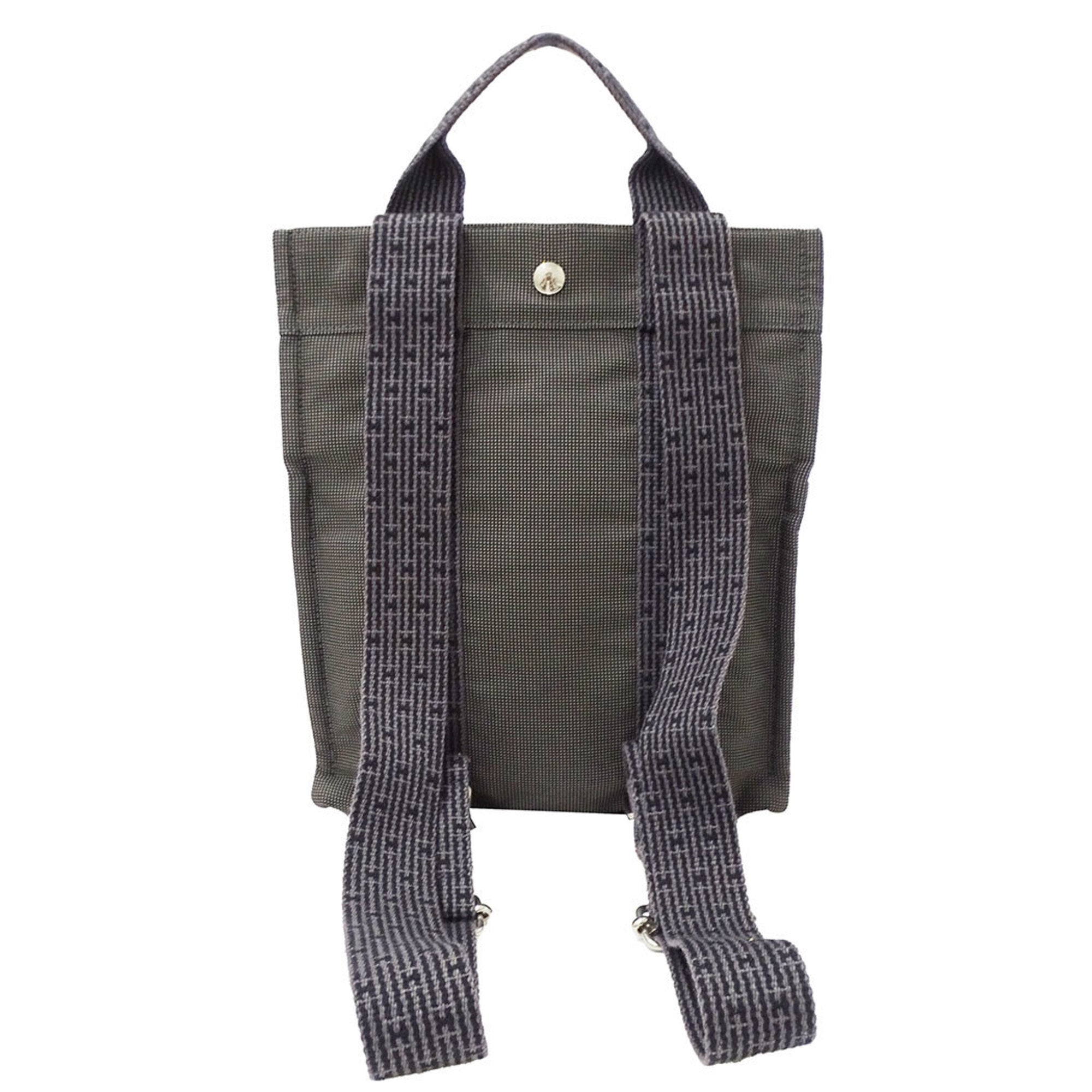 Hermes Gray Canvas Handbag (Pre-Owned)