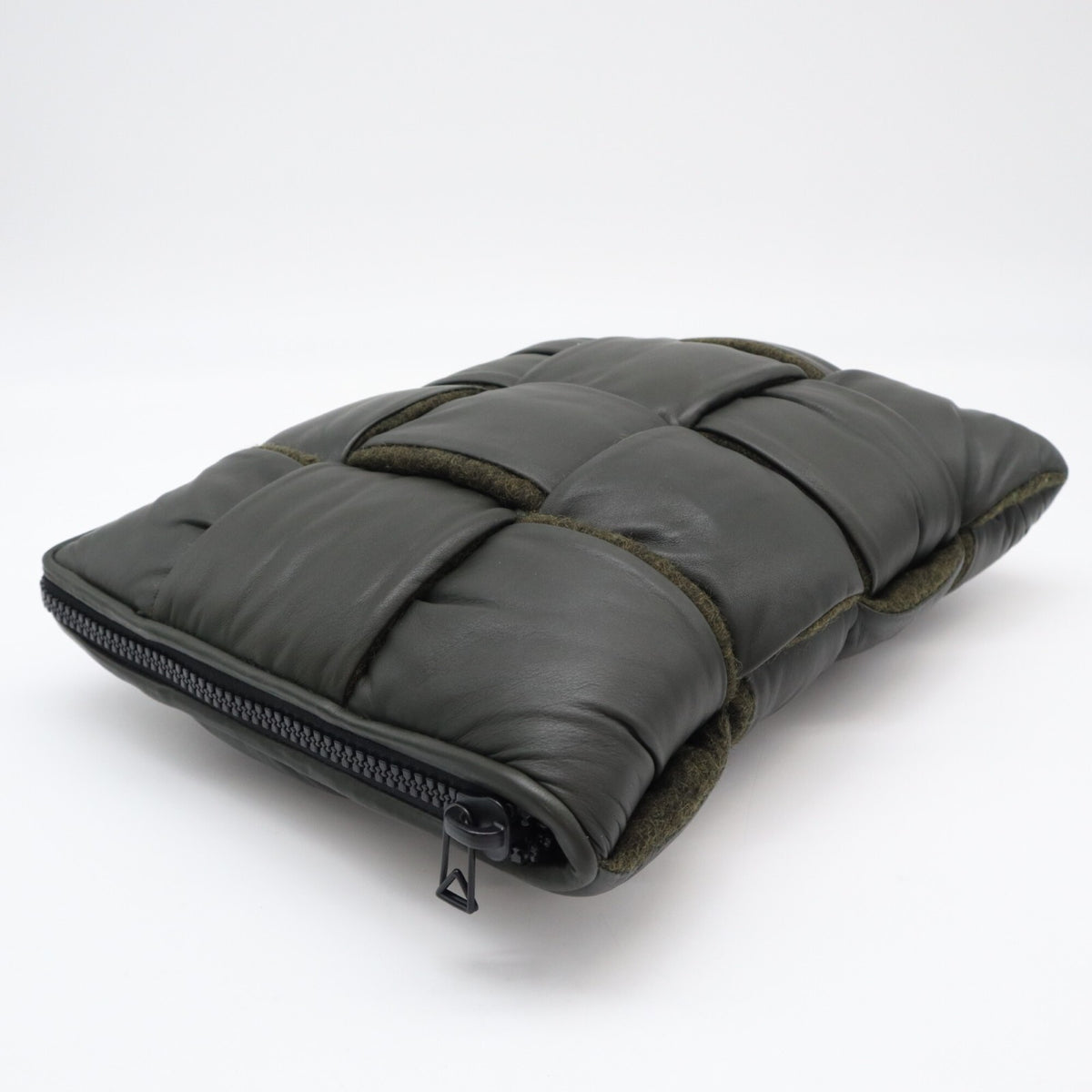 Bottega Veneta Khaki Leather Clutch Bag Document Case (Pre-Owned)