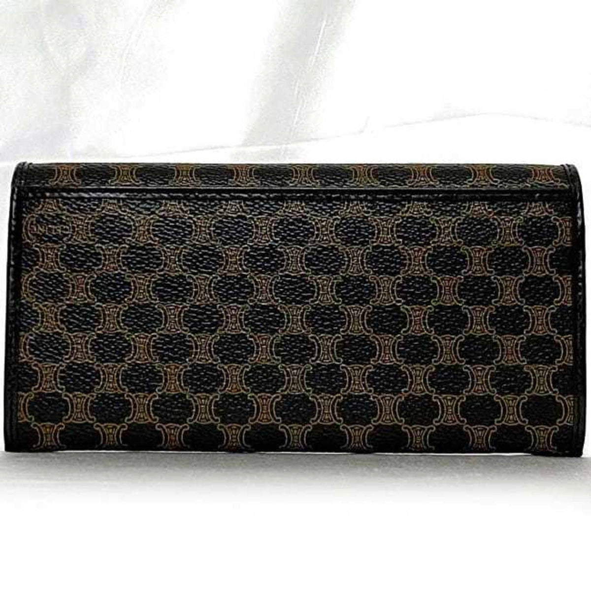 Celine Black Brown Pvc Leather Long Wallet (Bi-Fold) (Pre-Owned)