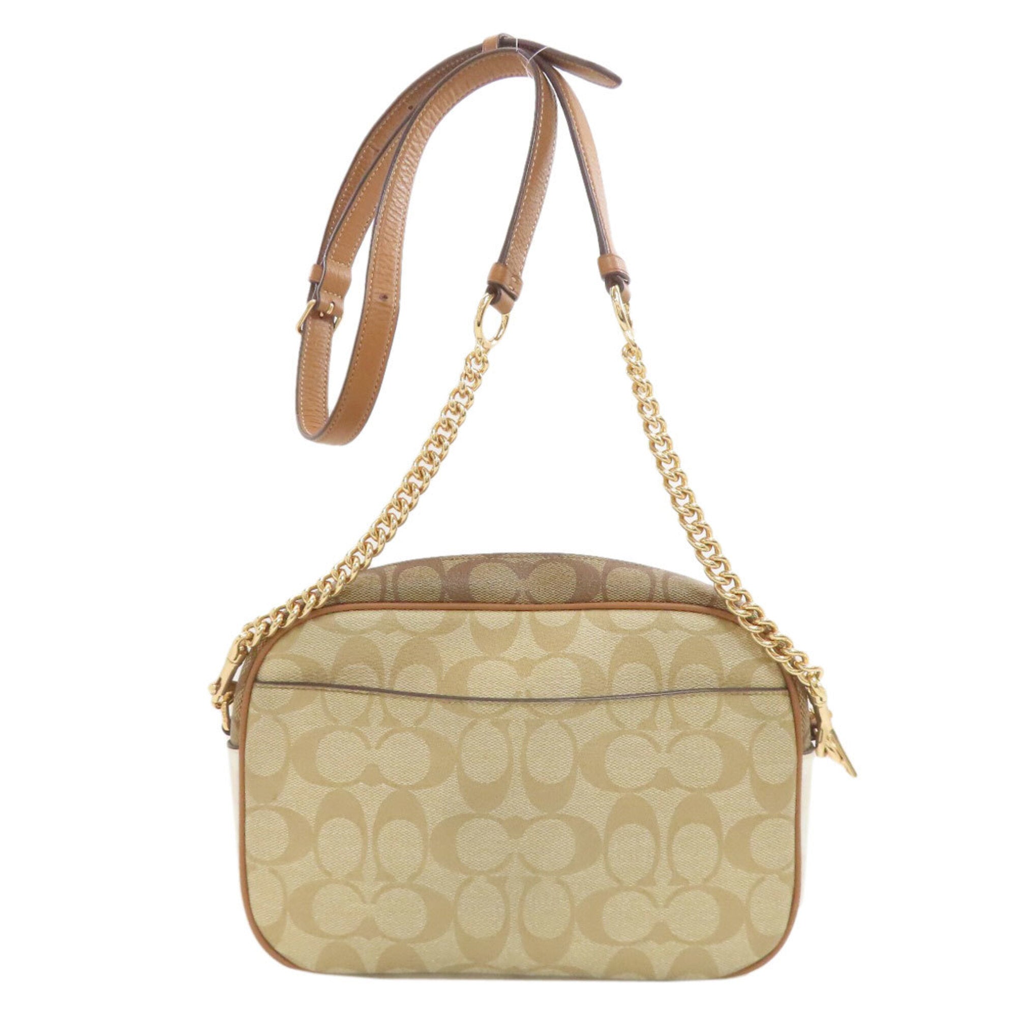 Coach Beige Signature Line Pvc Shoulder Bag (Pre-Owned)