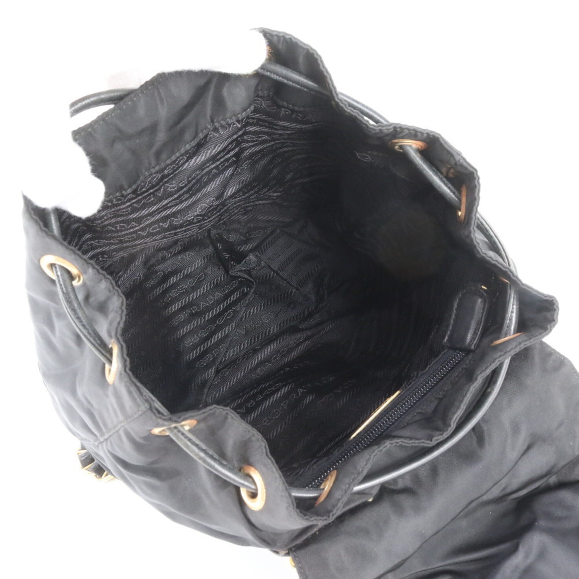 Prada Black Nylon Leather Backpack Shoulder Bag (Pre-Owned)
