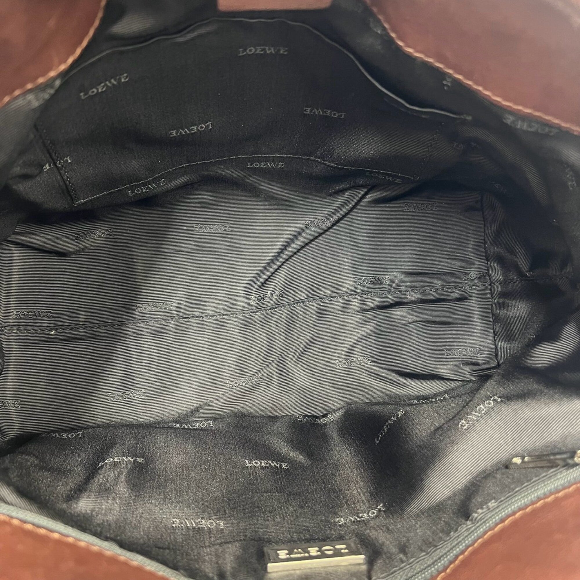 Loewe Brown Leather Boston Bag Handbag Tote Bag (Pre-Owned)