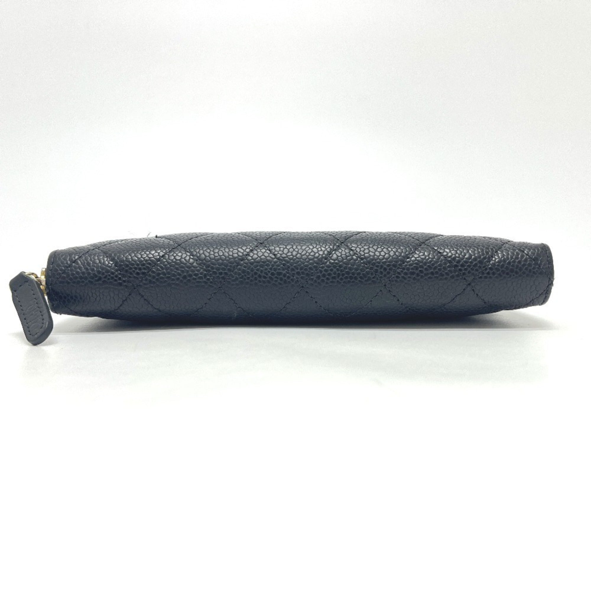 Chanel Black Grained Calfskin Long Wallet (Bi-Fold) (Pre-Owned)