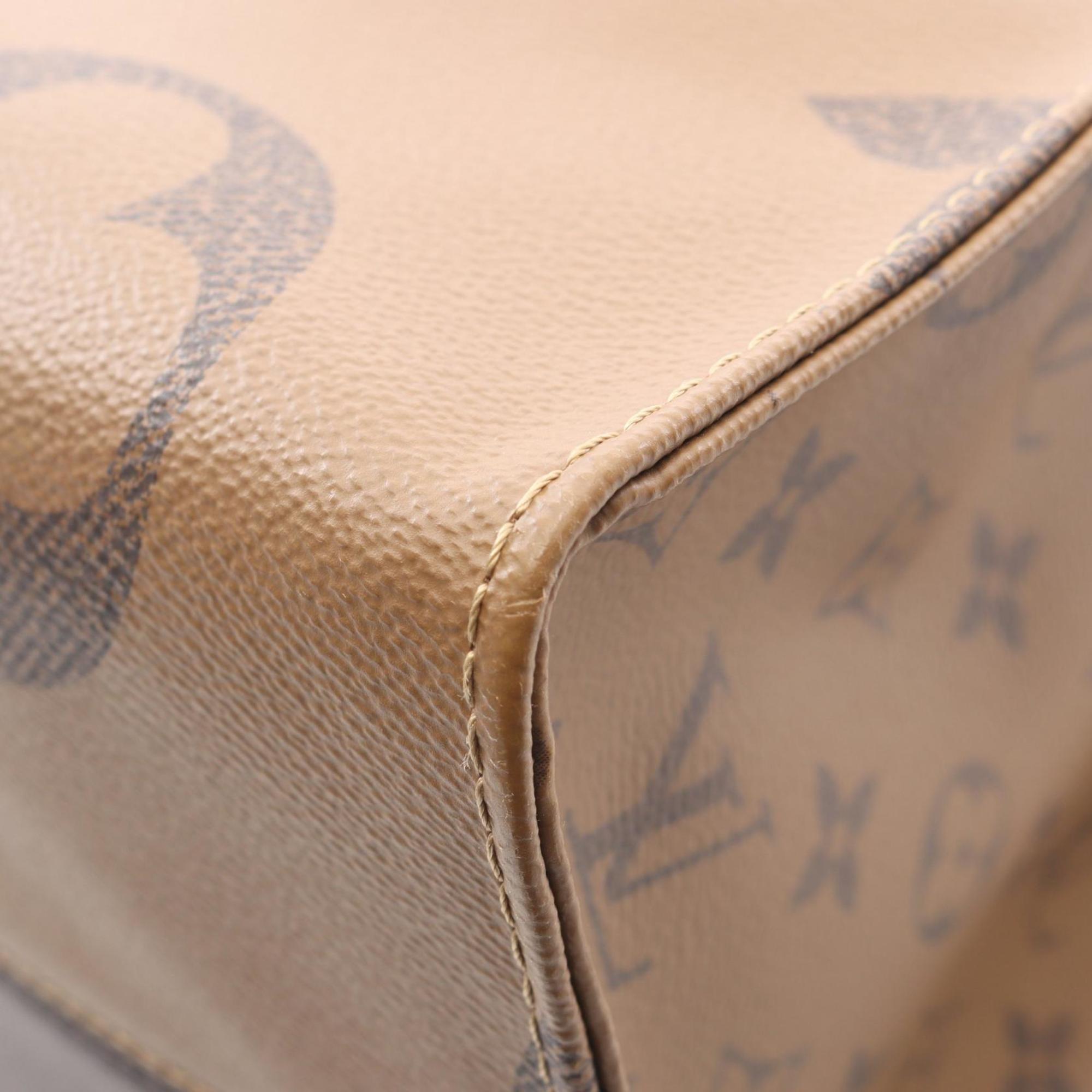 Louis Vuitton Beige Brown Coated Canvas Monogram Leather Handbag Tote Bag (Pre-Owned)