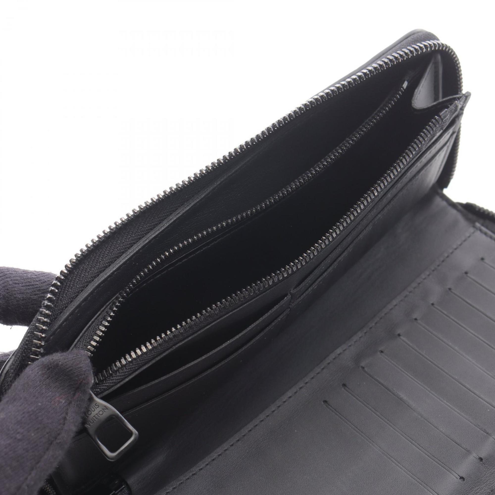 Louis Vuitton Black Noir Leather Long Wallet (Bi-Fold) (Pre-Owned)