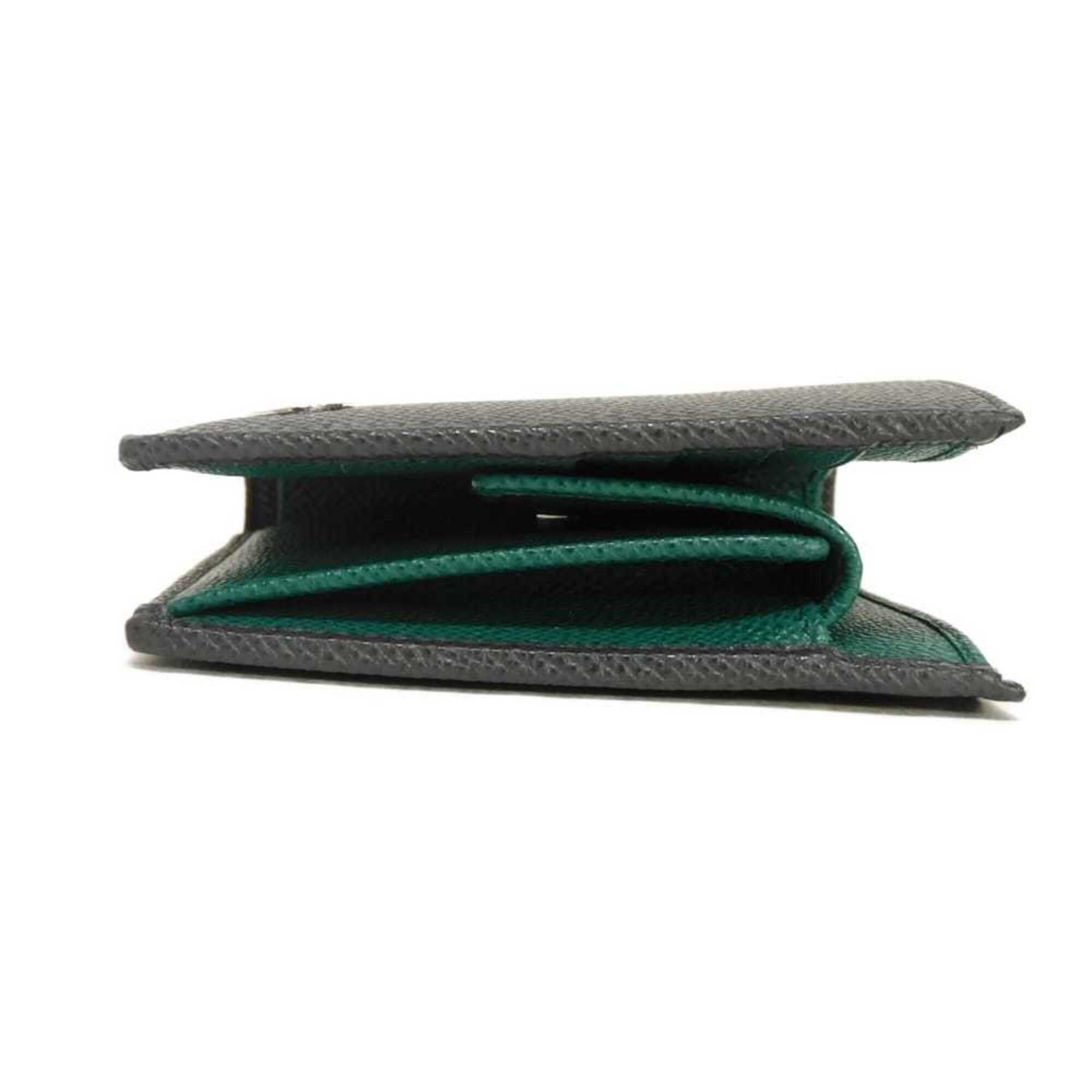 Bvlgari Black Emerald Green Leather Wallet (Bi-Fold) (Pre-Owned)