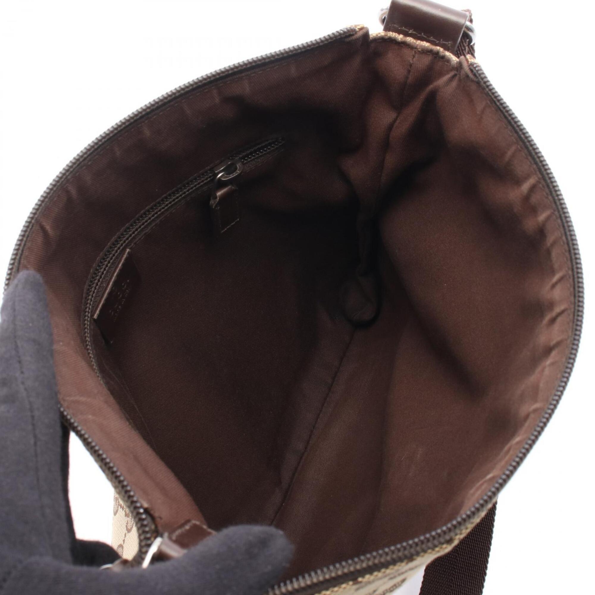 Gucci Beige Brown Canvas Leather Handbag Shoulder Bag (Pre-Owned)