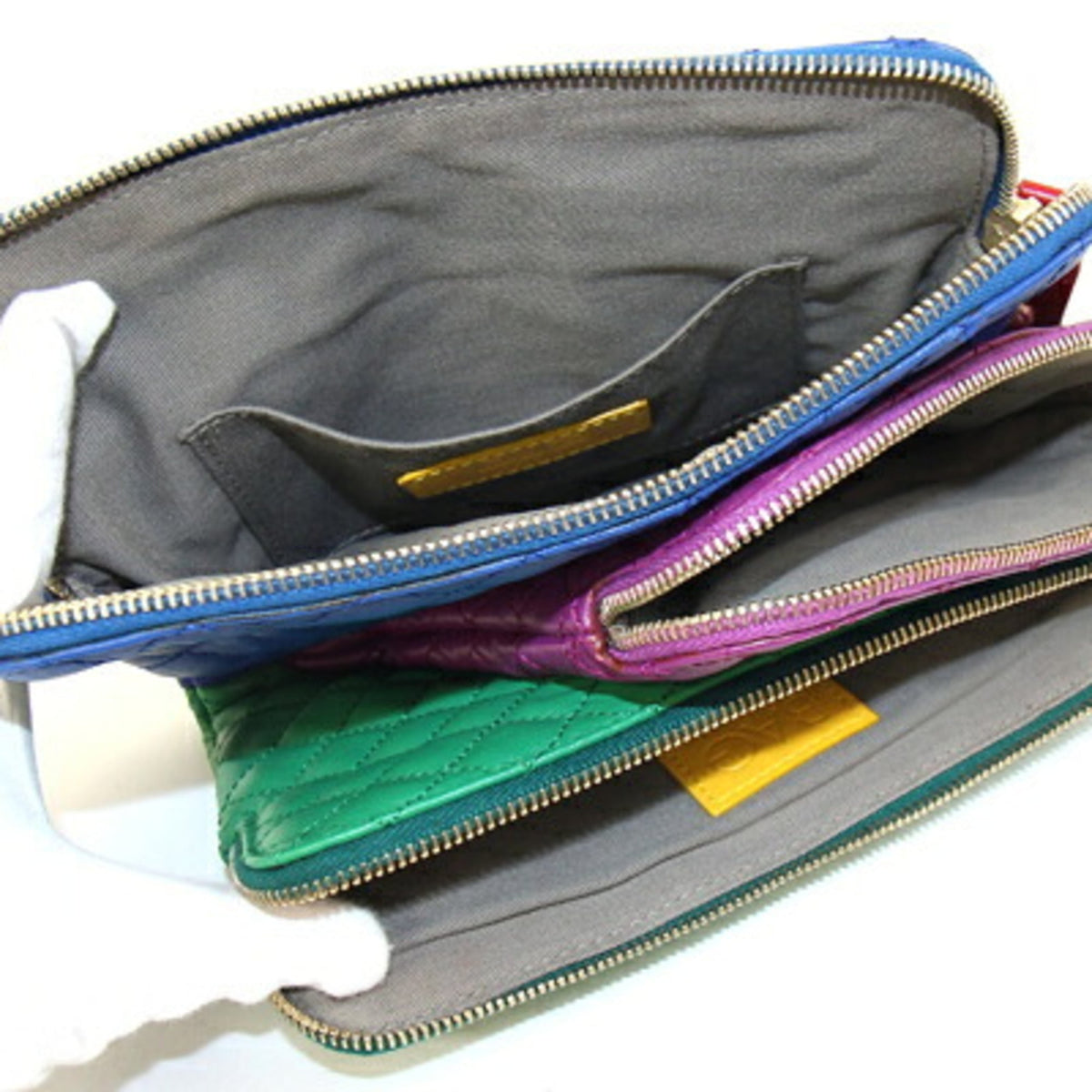 Dolce & Gabbana Blue Green Purple Leather Clutch Bag (Pre-Owned)