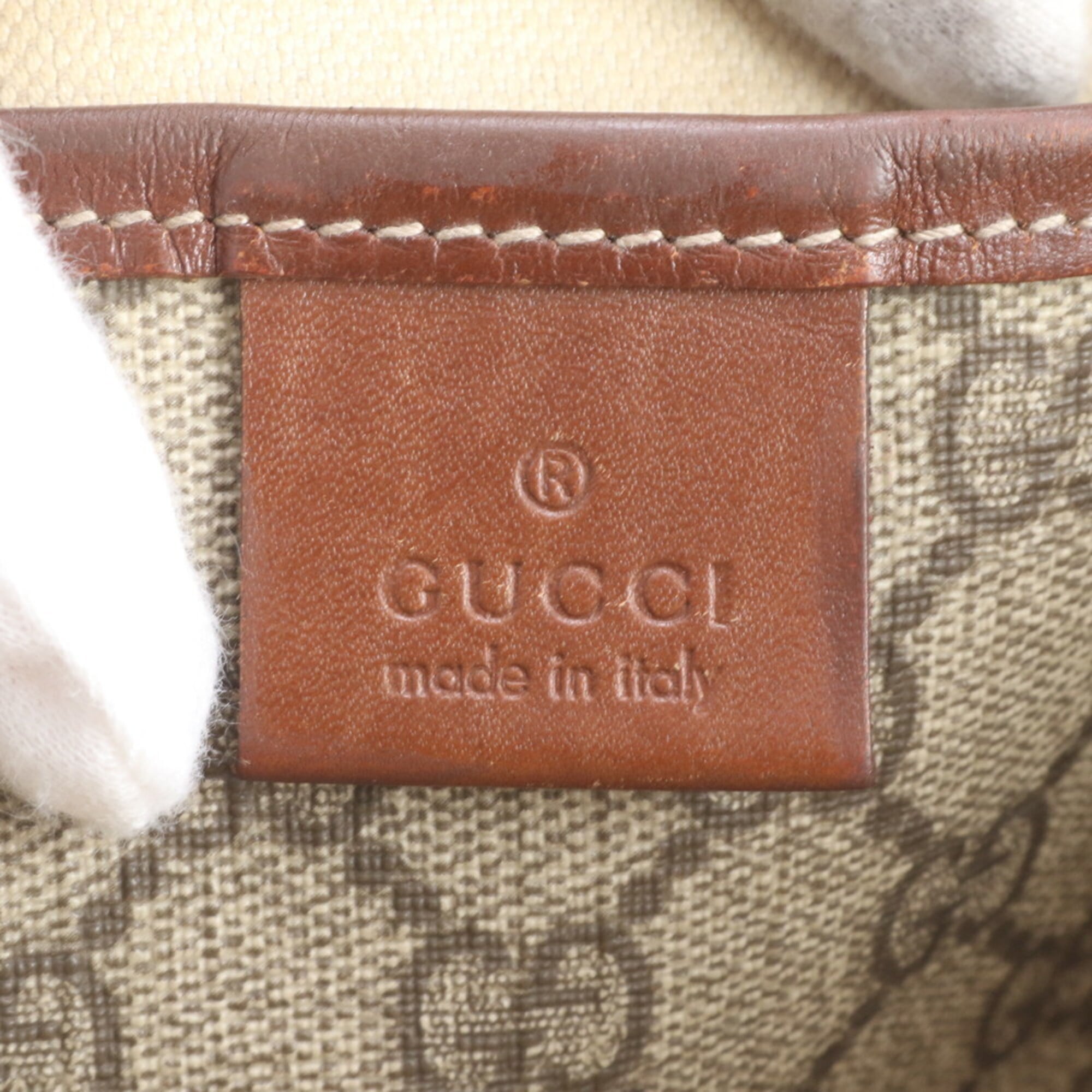 Gucci Brown Coated Canvas Leather Shoulder Bag Tote Bag (Pre-Owned)