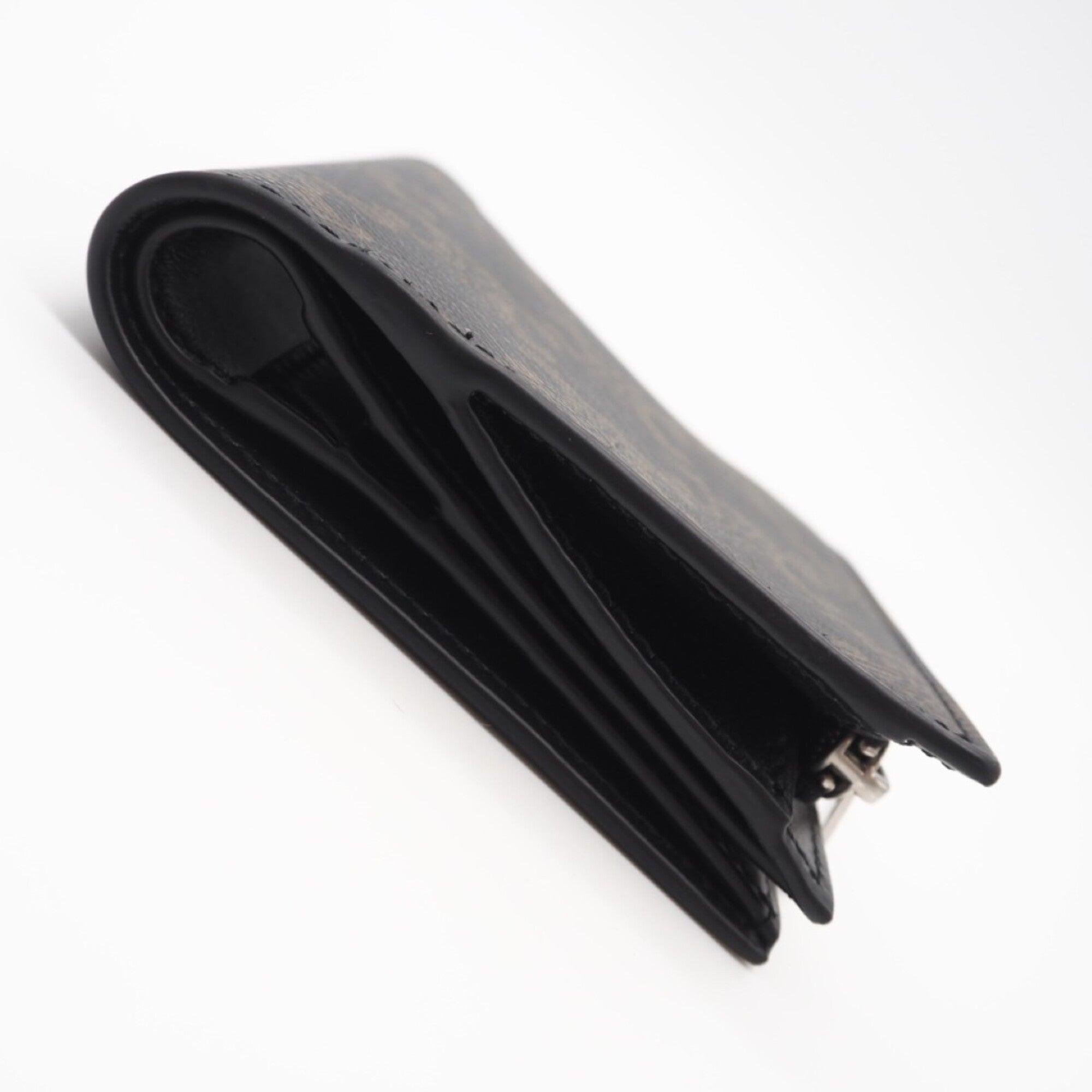 Celine Black Brown Coated Canvas Leather Wallet (Bi-Fold) (Pre-Owned)