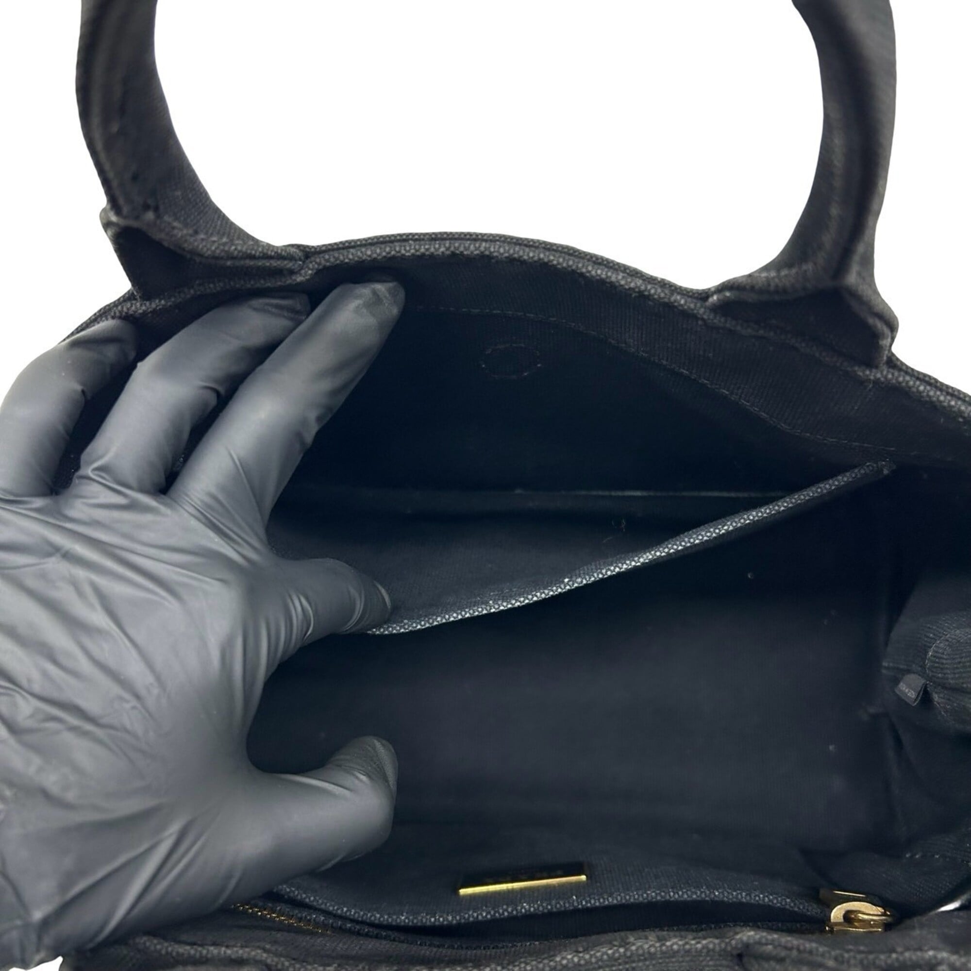 Prada Black Canvas Handbag Shoulder Bag Tote Bag (Pre-Owned)