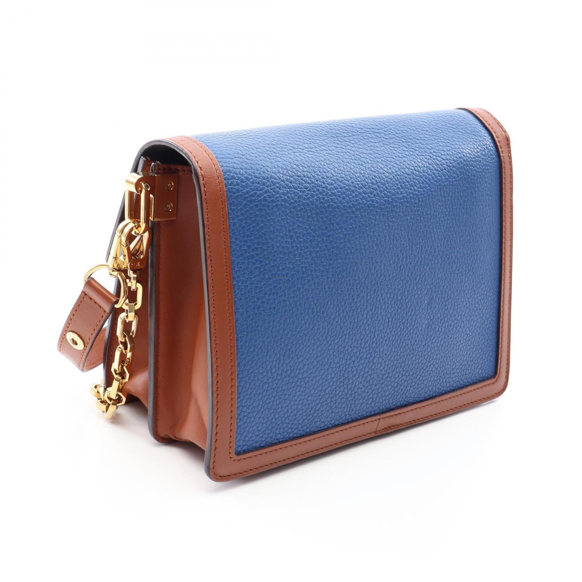 Louis Vuitton Beige Blue Brown Leather Leather Handbag Shoulder Bag (Pre-Owned)