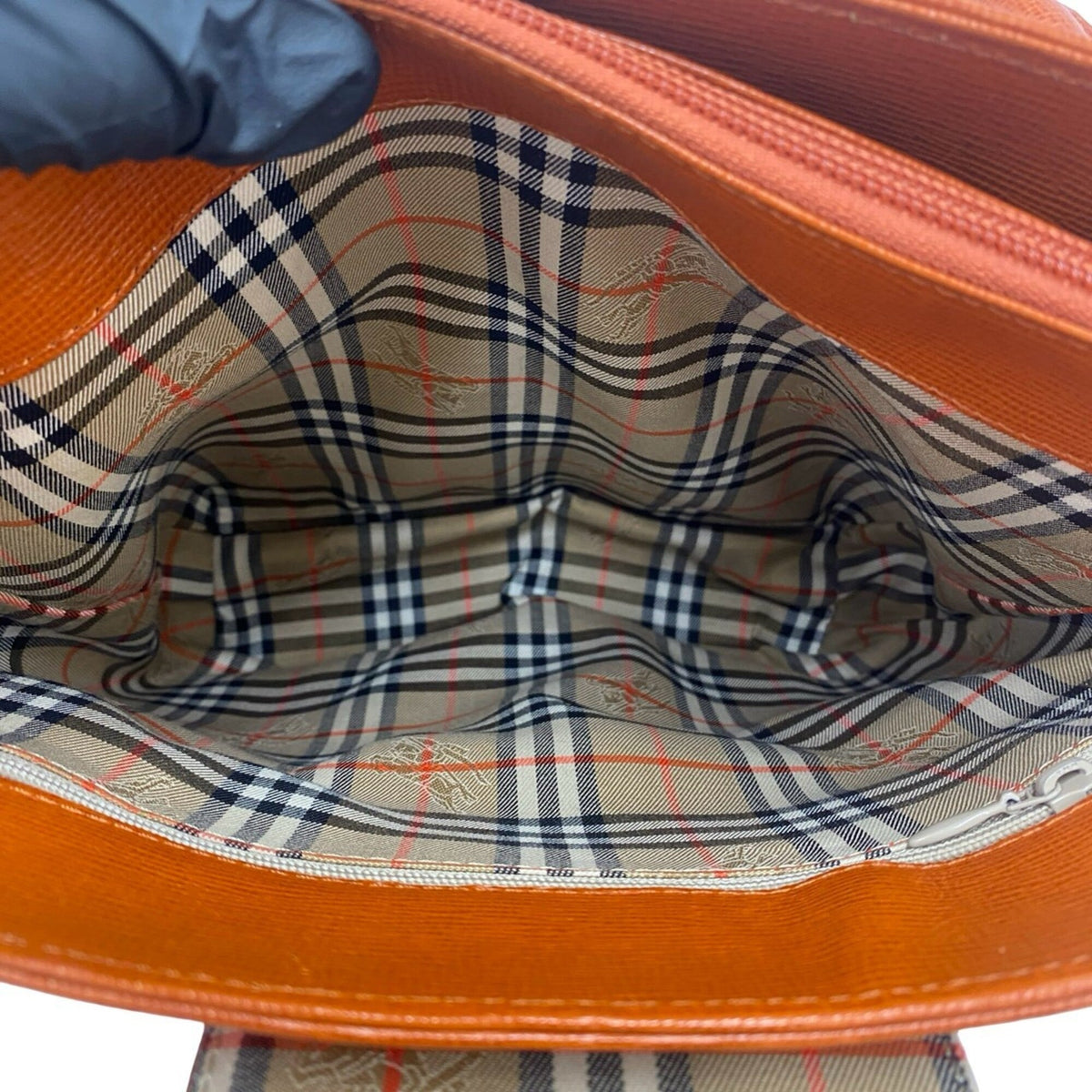 Burberry Orange Leather Handbag Shoulder Bag Tote Bag (Pre-Owned)