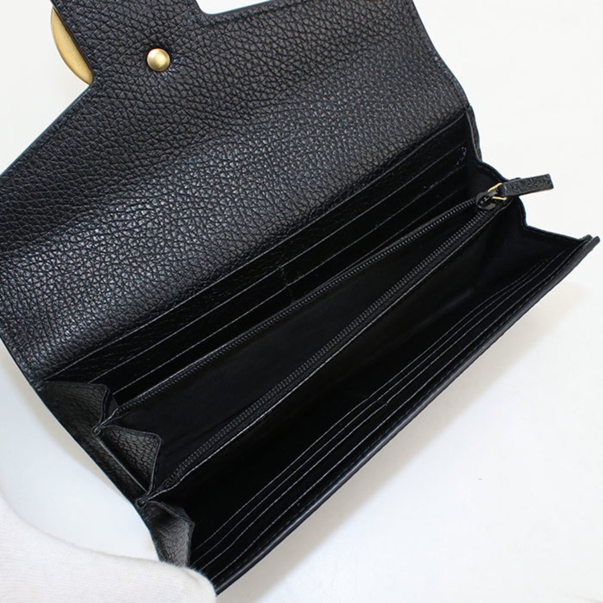 Gucci Black Leather Long Wallet (Bi-Fold) (Pre-Owned)