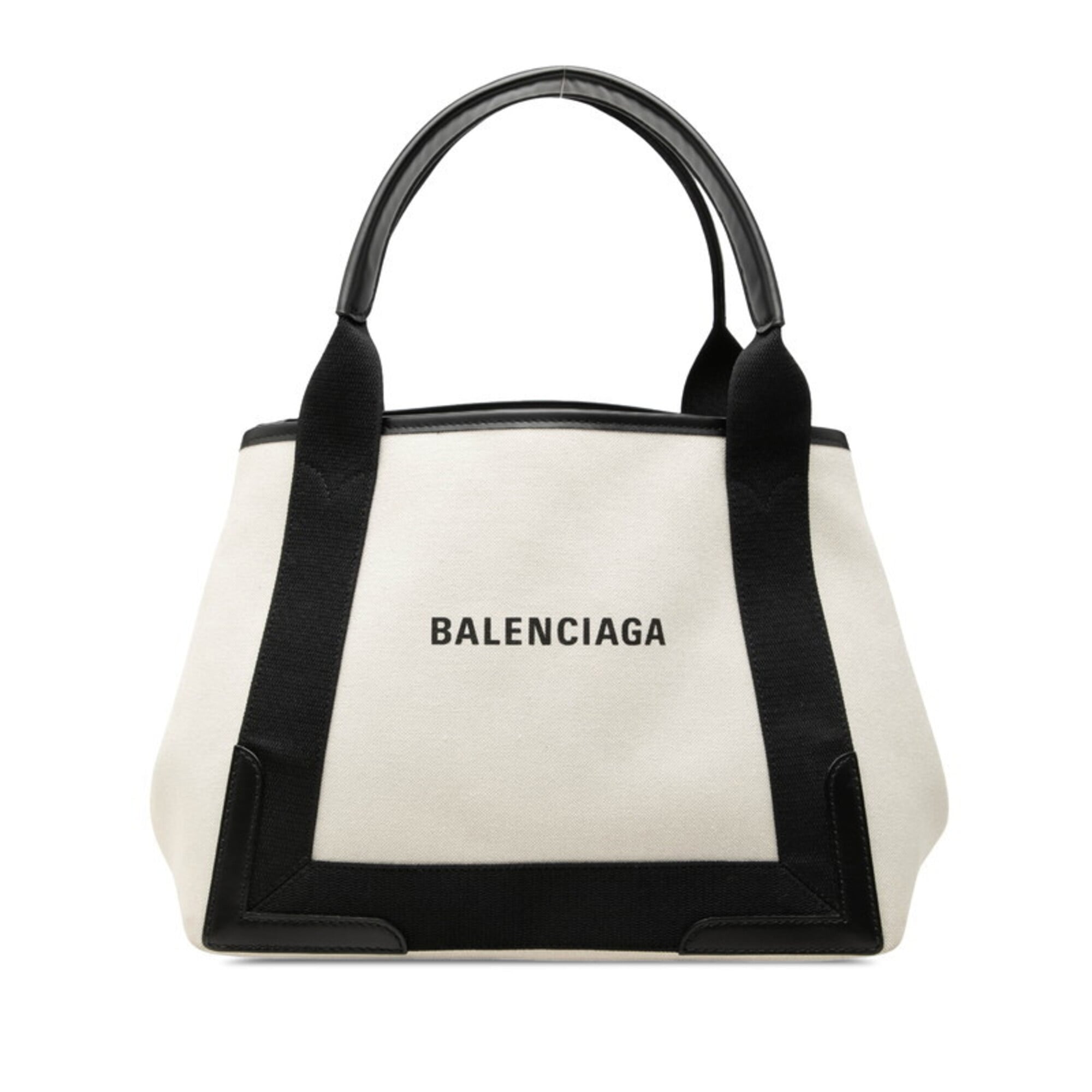 Balenciaga Black Ivory Canvas Leather Handbag Pouch Tote Bag (Pre-Owned)