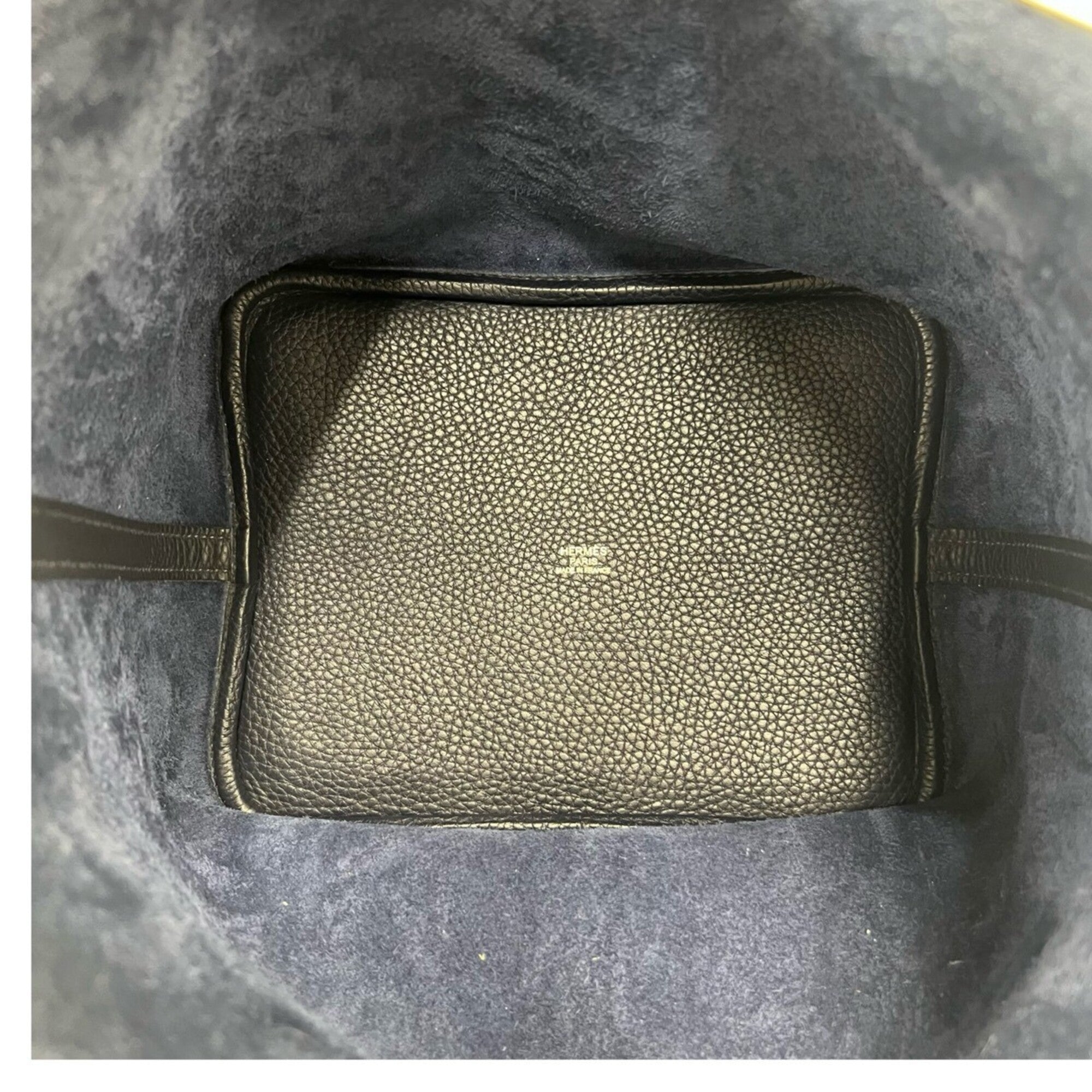 Hermes Navy Taurillon Clemence Leather Handbag Tote Bag (Pre-Owned)