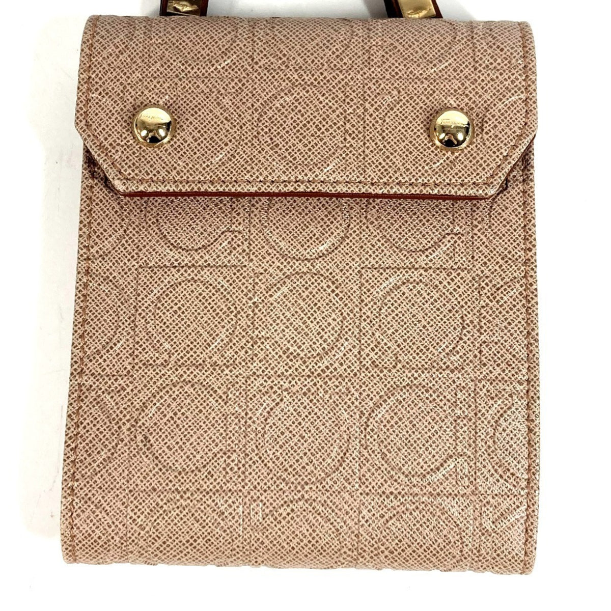 Salvatore Ferragamo Beige Black Leather Chain/Shoulder Wallet (Pre-Owned)