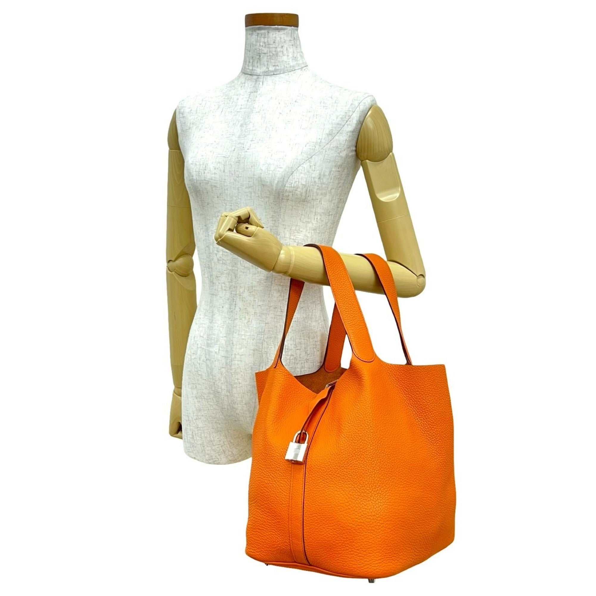 Hermes Orange Taurillon Clemence Leather Handbag Tote Bag (Pre-Owned)