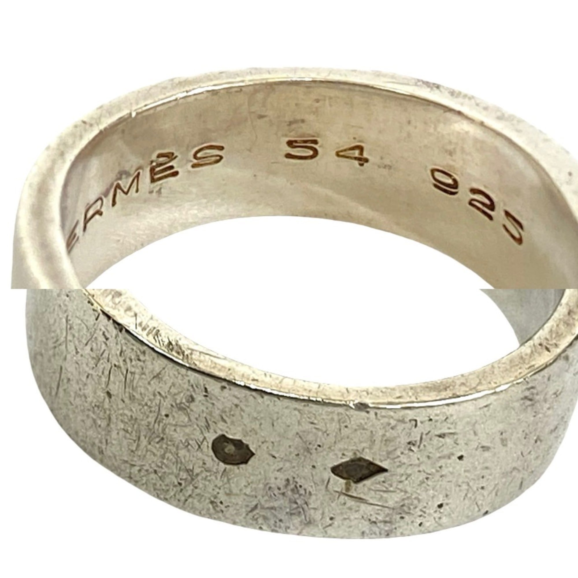 Hermes Silver Silver 925 Band Ring (Pre-Owned)
