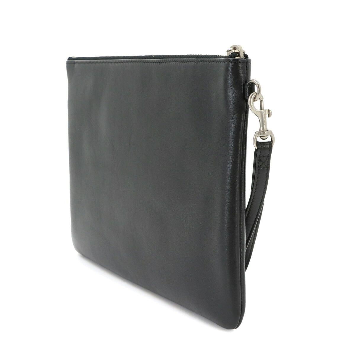 Saint Laurent Black Leather Clutch Bag Handbag (Pre-Owned)