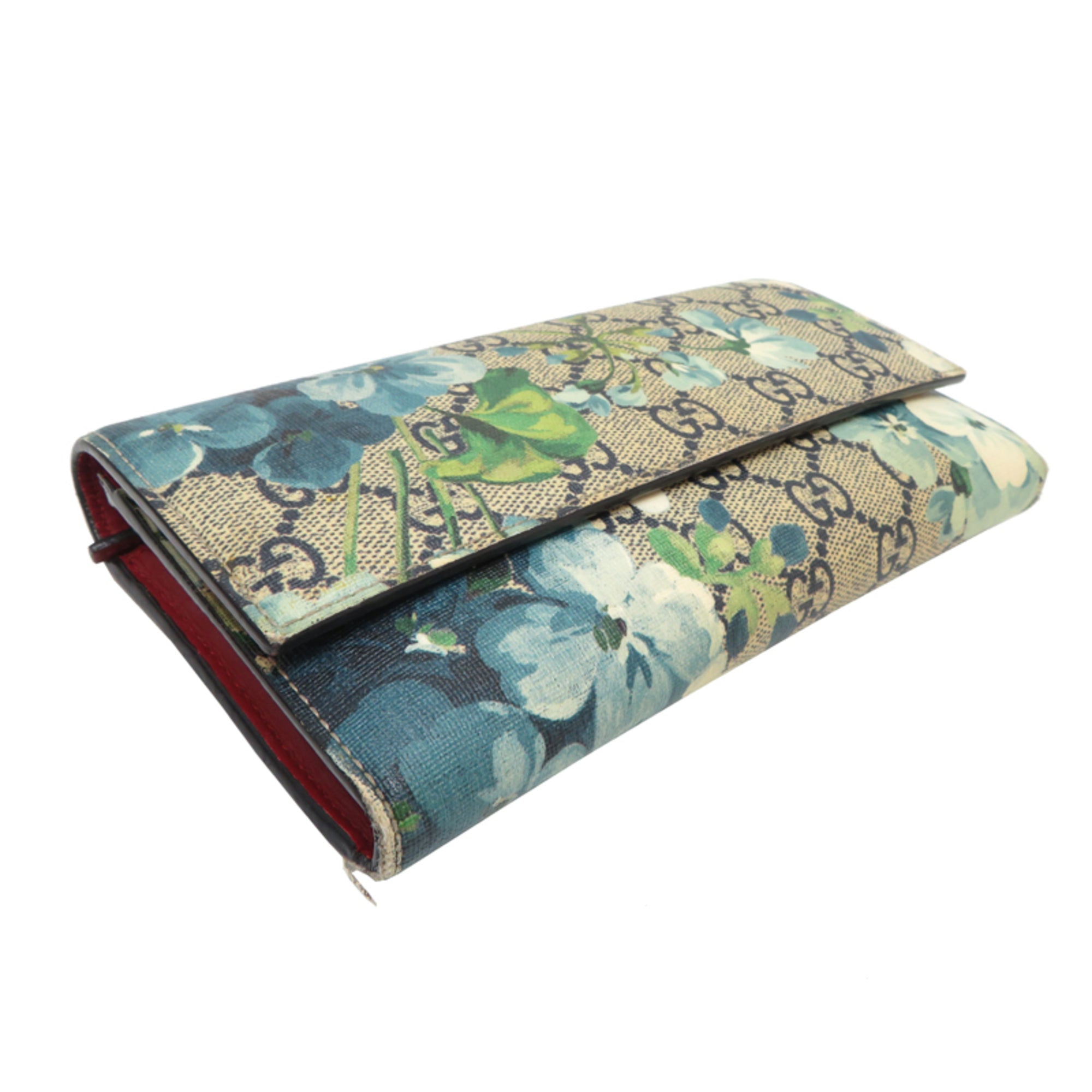 Gucci Beige Blue Pvc Leather Long Wallet (Bi-Fold) (Pre-Owned)