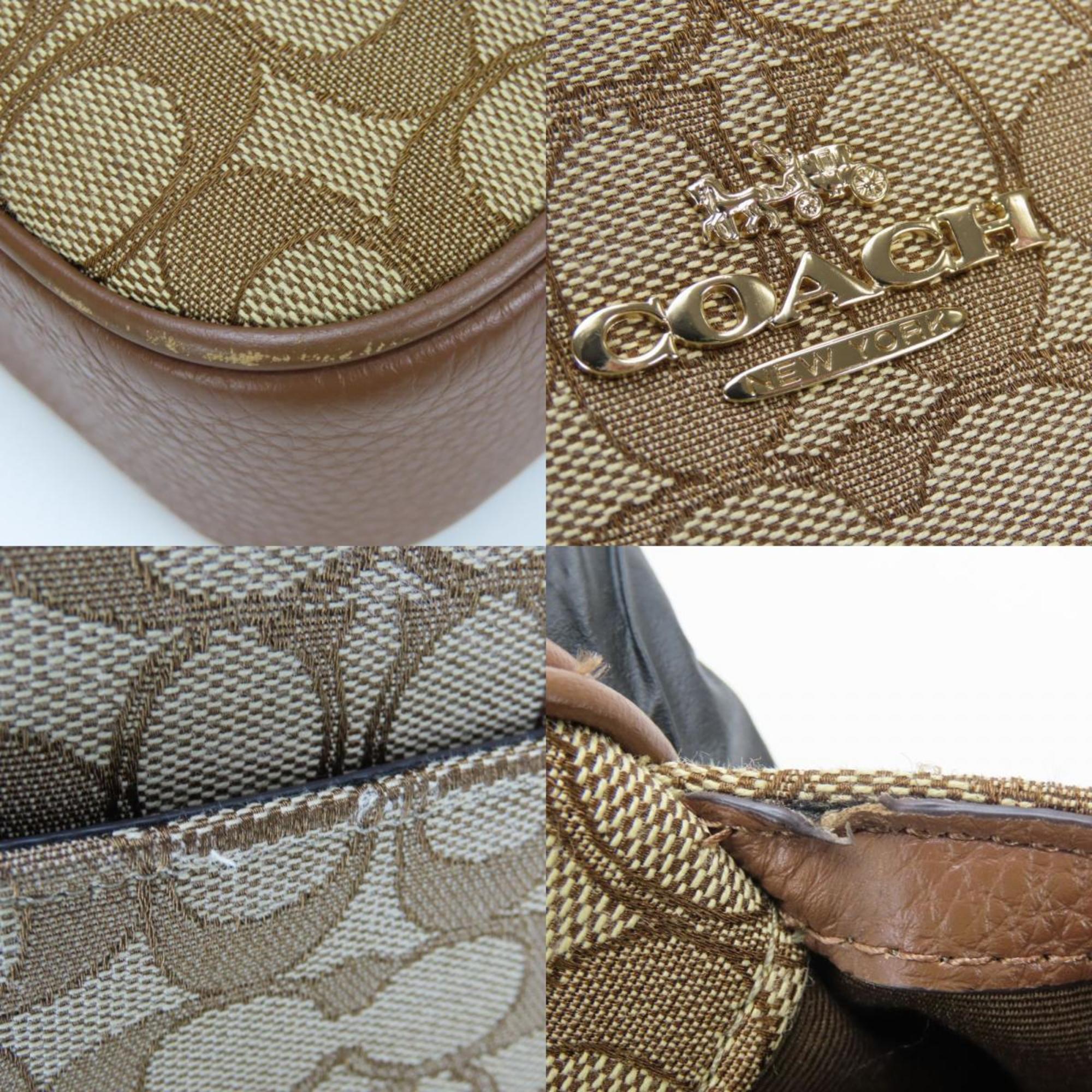 Coach Bordeaux Brown Canvas Leather Pochette Shoulder Bag (Pre-Owned)
