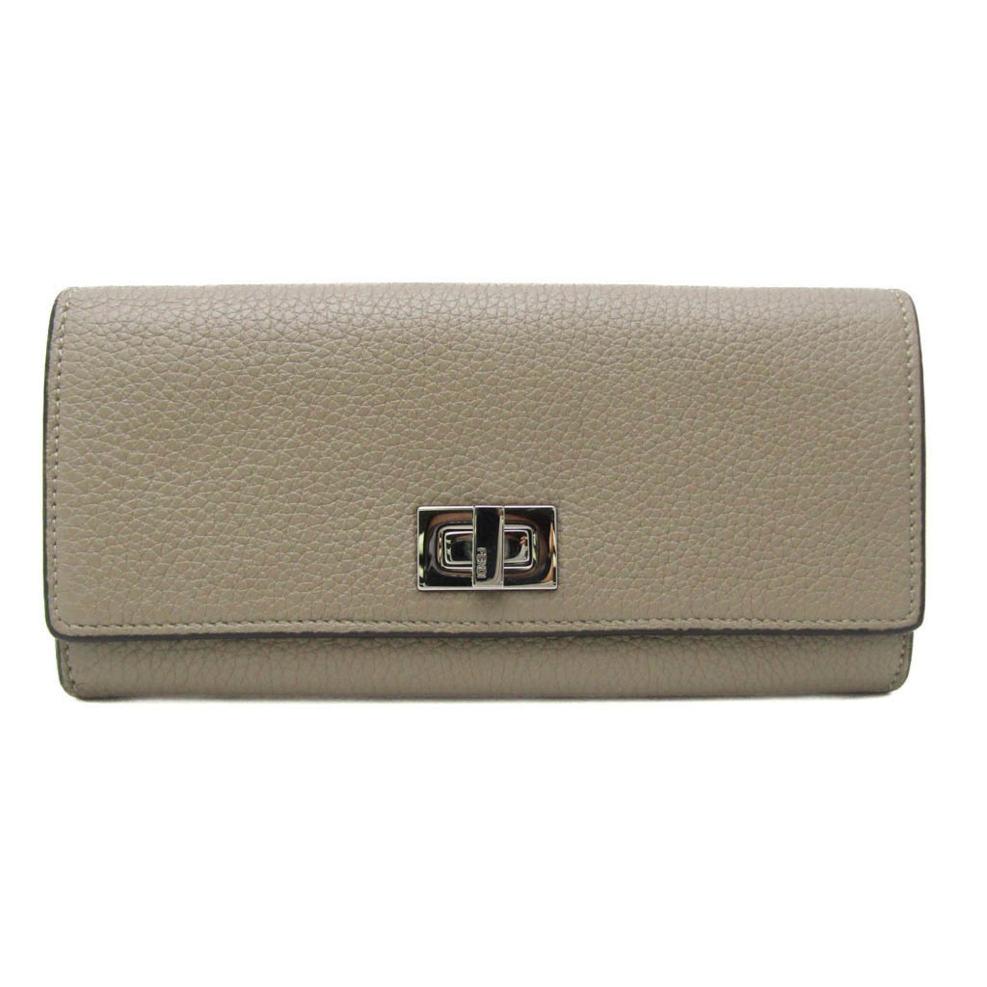 Fendi Beige Leather Long Wallet (Bi-Fold) (Pre-Owned)
