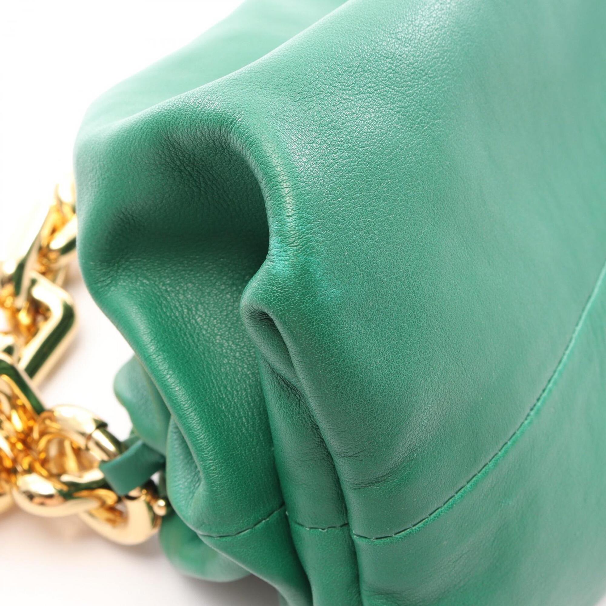 Bottega Veneta Green Leather Handbag Pouch Shoulder Bag (Pre-Owned)