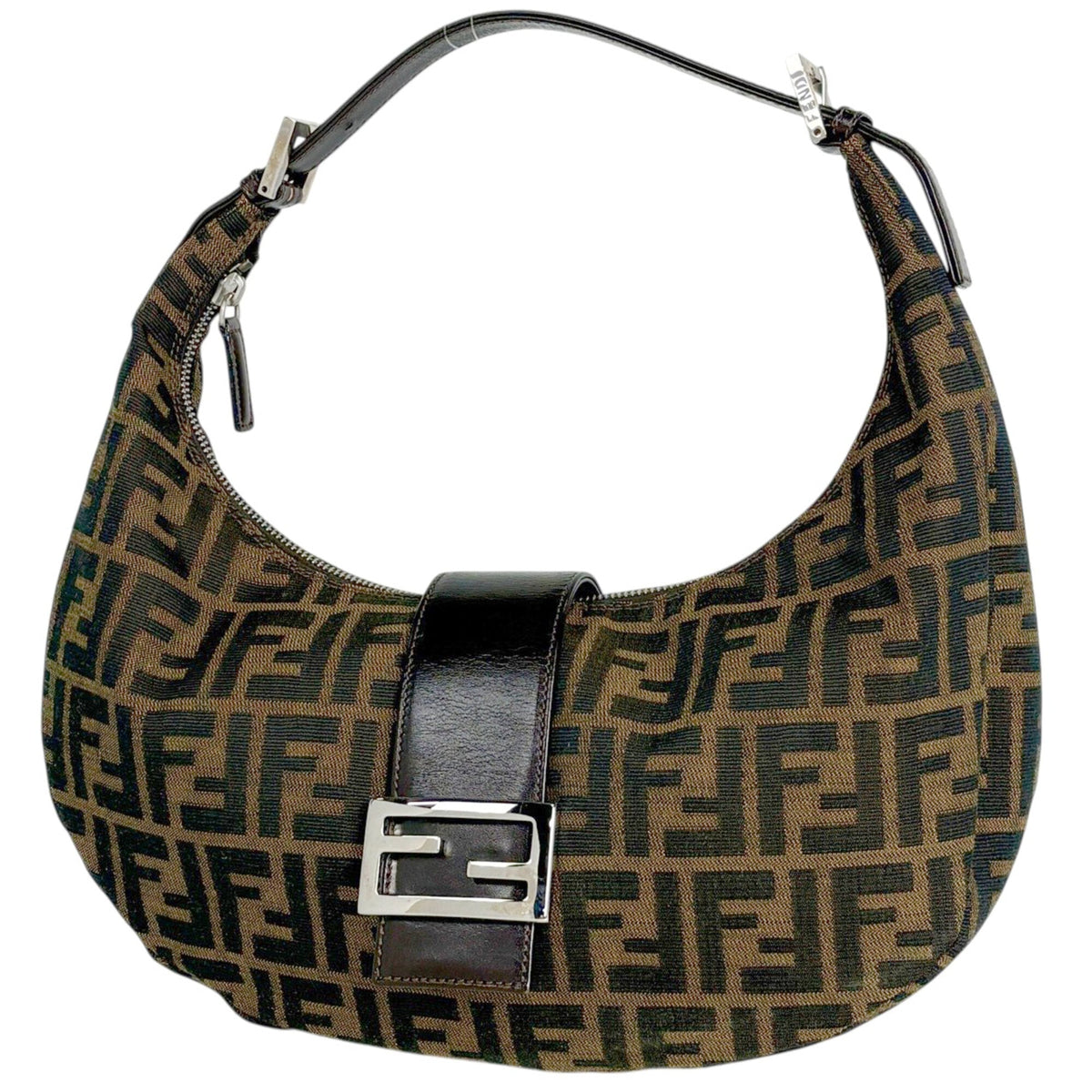 Fendi Brown Canvas Leather Shoulder Bag (Pre-Owned)