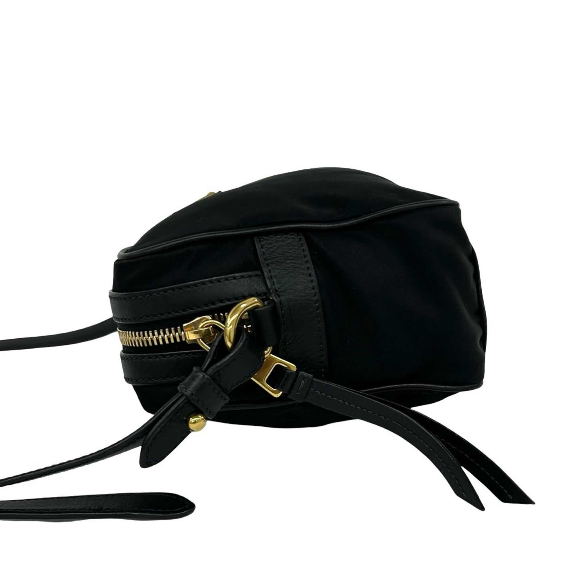 Prada Black Nylon Leather Pochette Shoulder Bag (Pre-Owned)