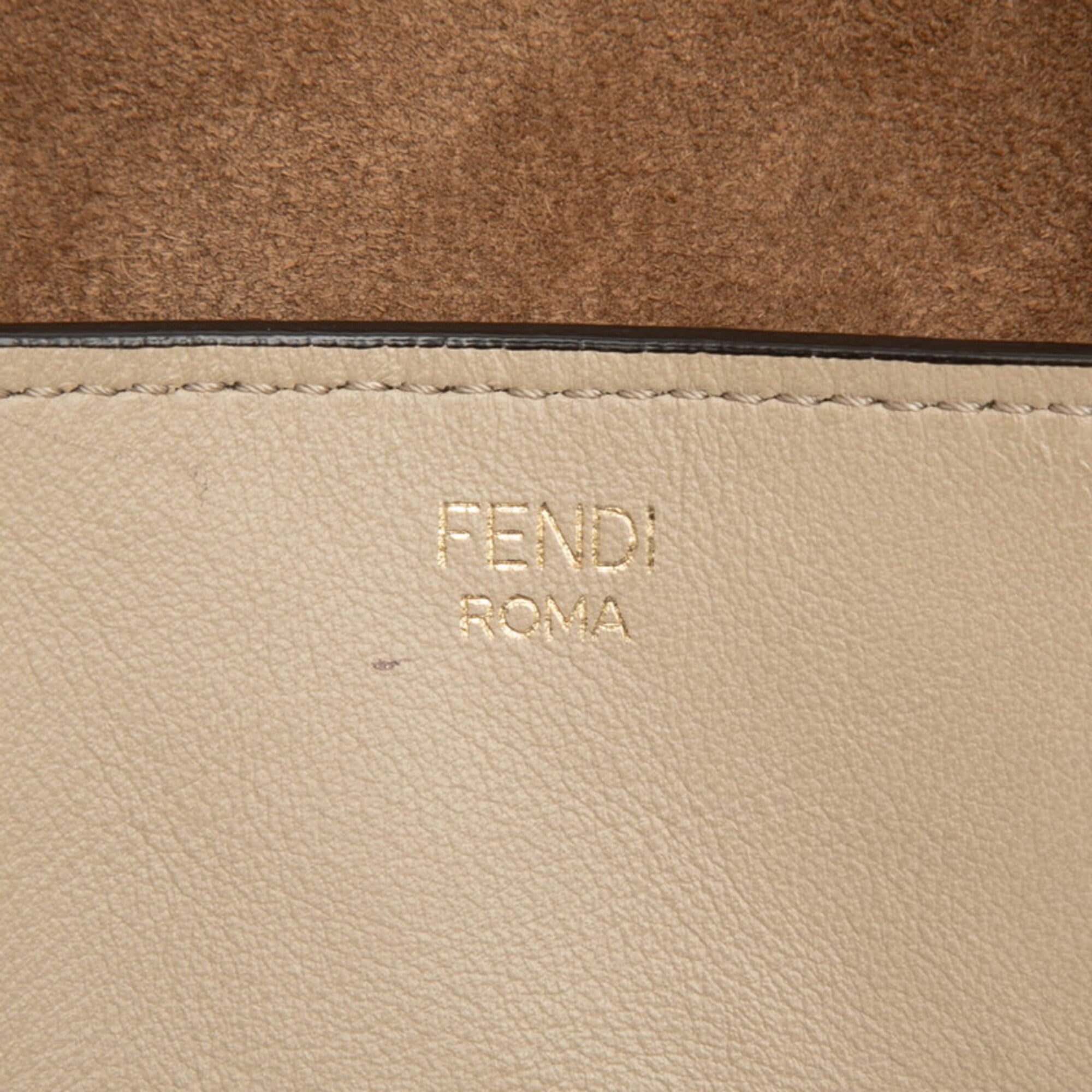 Fendi Beige Leather Handbag Shoulder Bag (Pre-Owned)