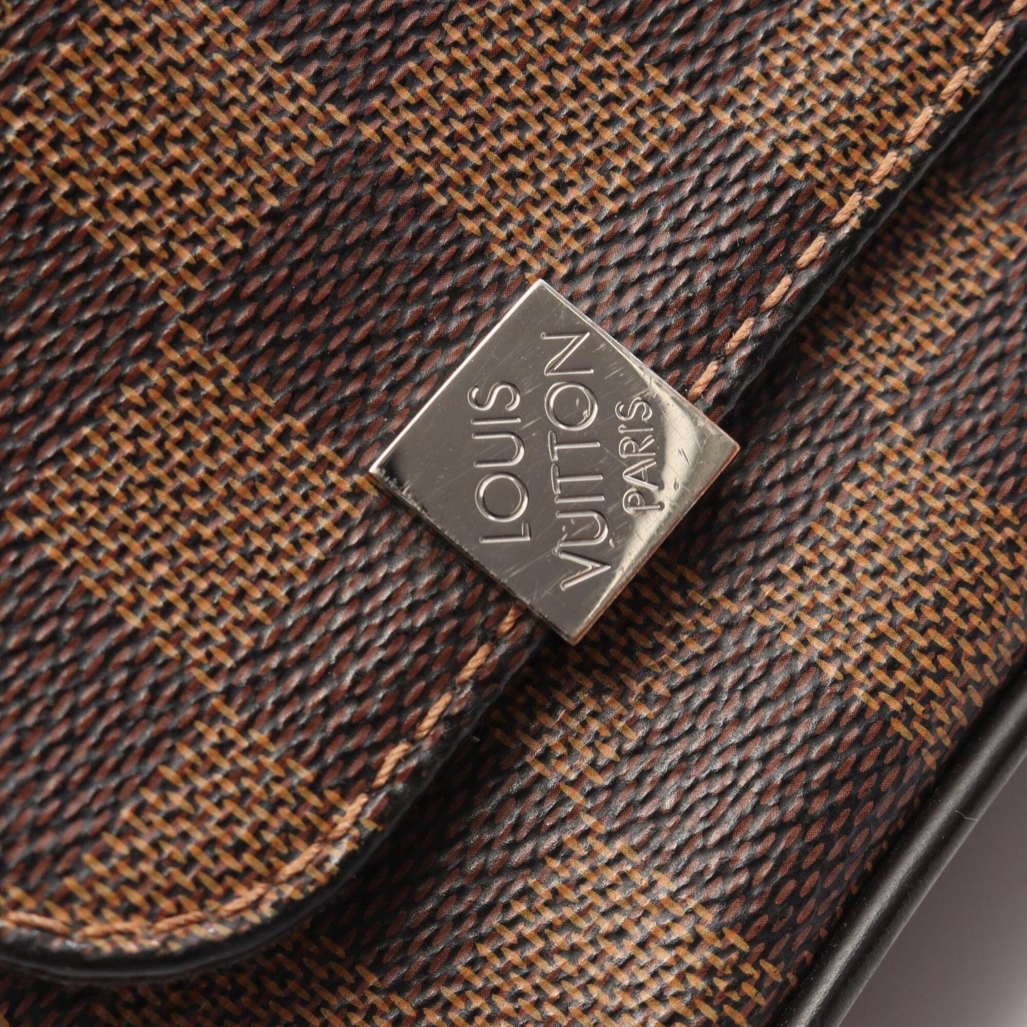 Louis Vuitton Black Brown Damier Canvas Coated Canvas Leather Handbag Shoulder Bag (Pre-Owned)