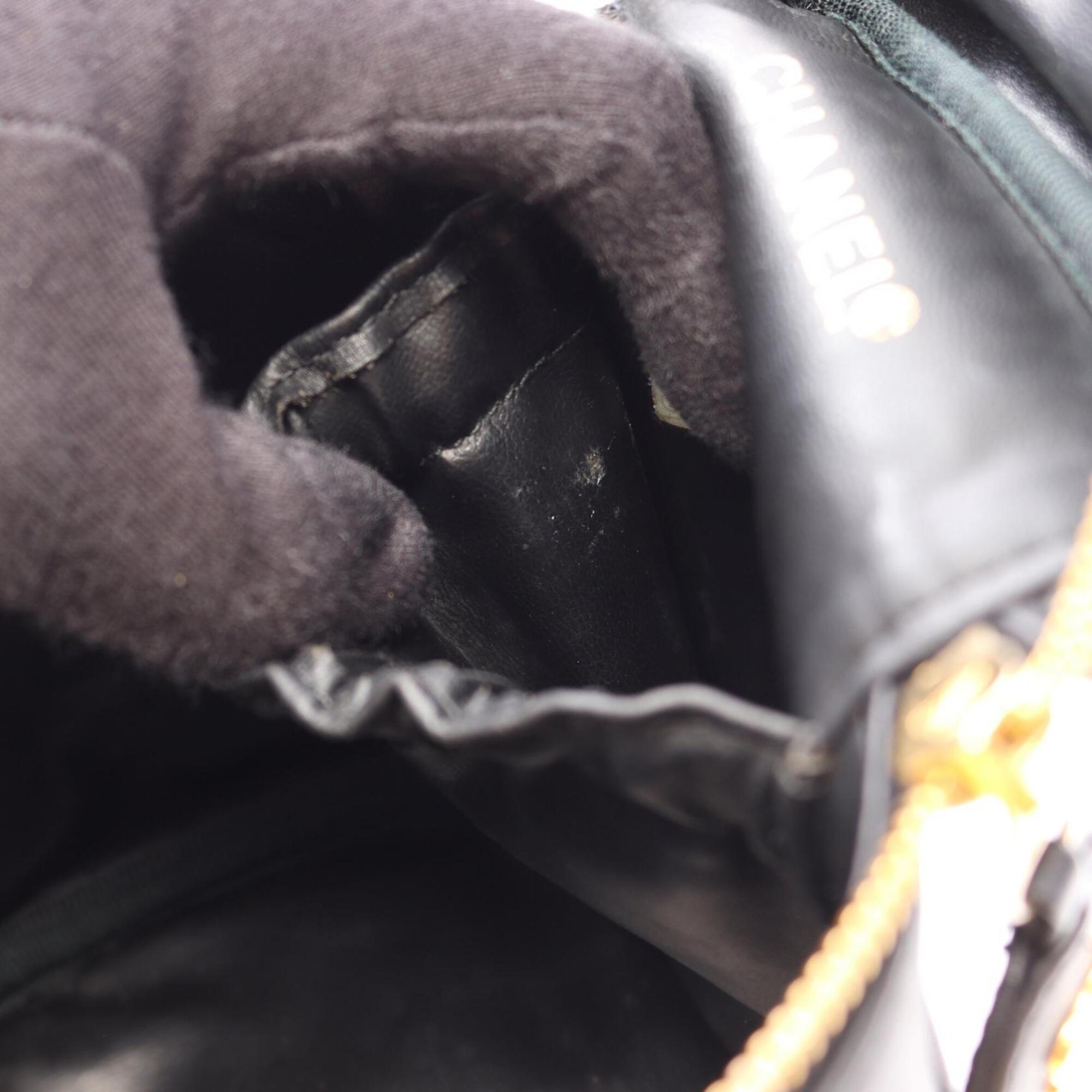 Chanel Black Leather Handbag Vanity Bag (Pre-Owned)