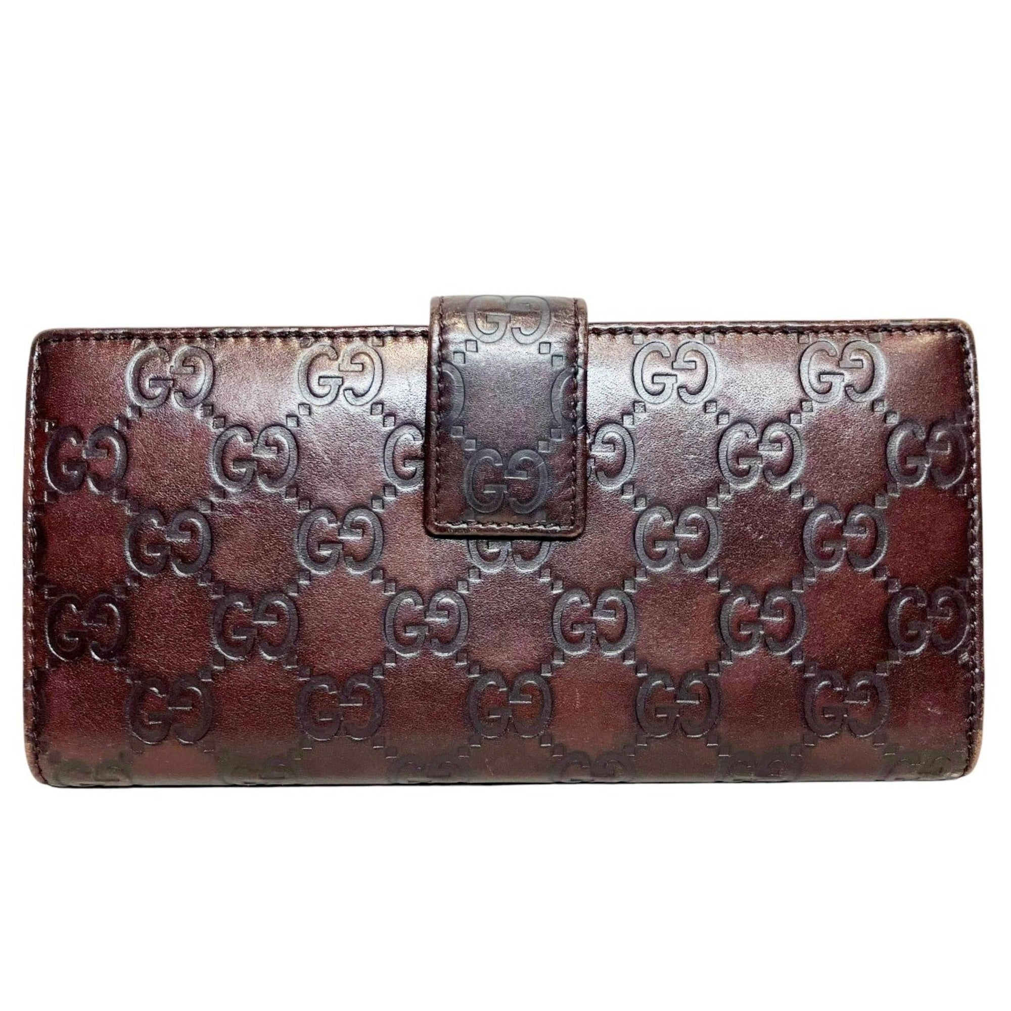 Gucci Guccissima Brown Leather Long Wallet (Bi-Fold) (Pre-Owned)