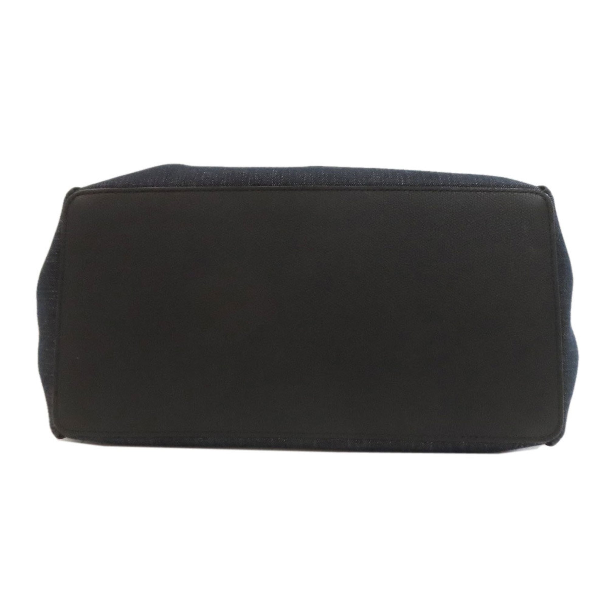 Valextra Black Navy White Canvas Tote Bag (Pre-Owned)