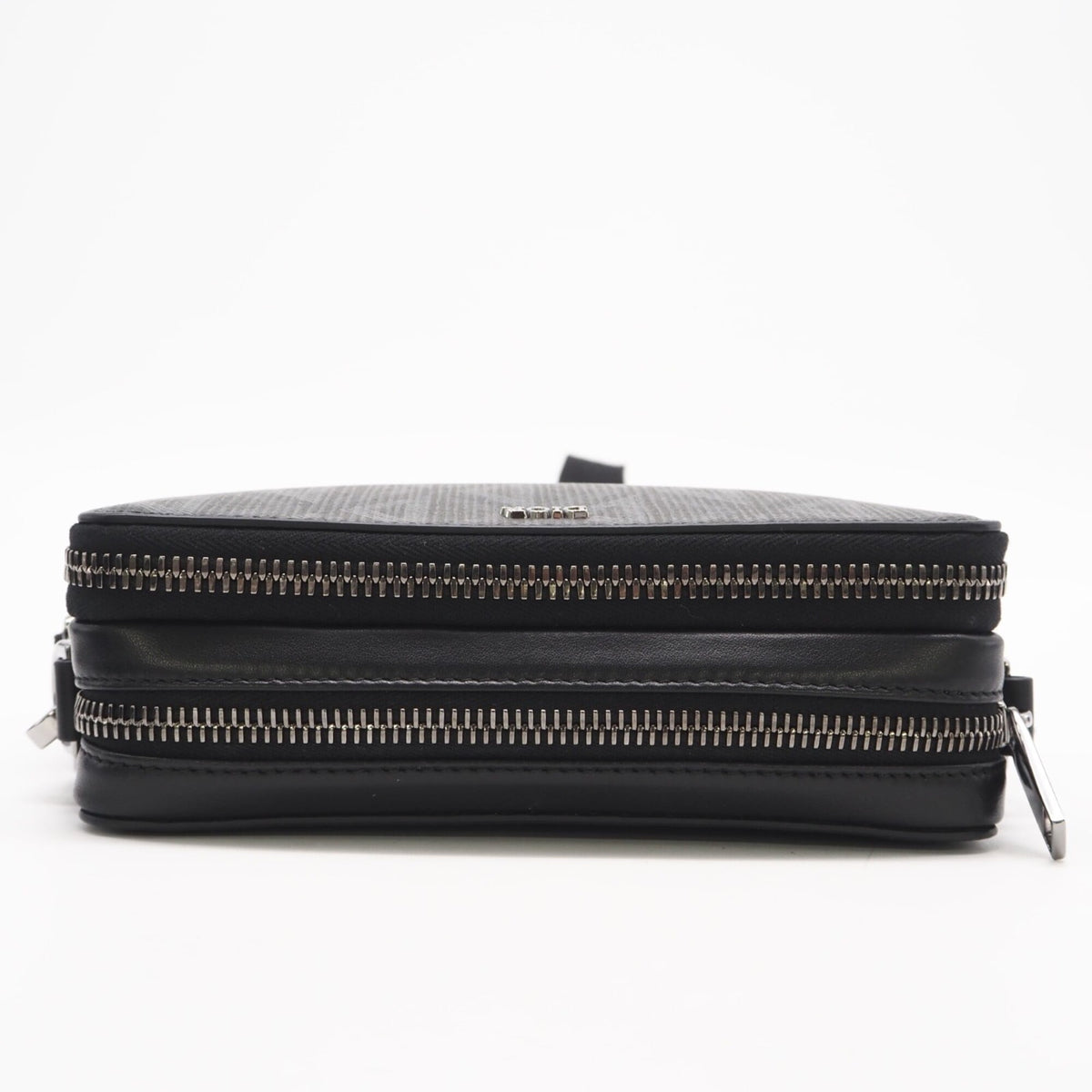 Christian Dior Black Gray Coated Canvas Leather Shoulder Bag (Pre-Owned)