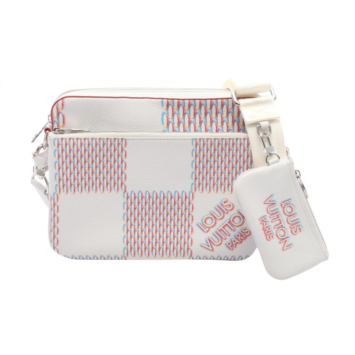 Louis Vuitton Multi-Color White Leather Handbag Shoulder Bag (Pre-Owned)