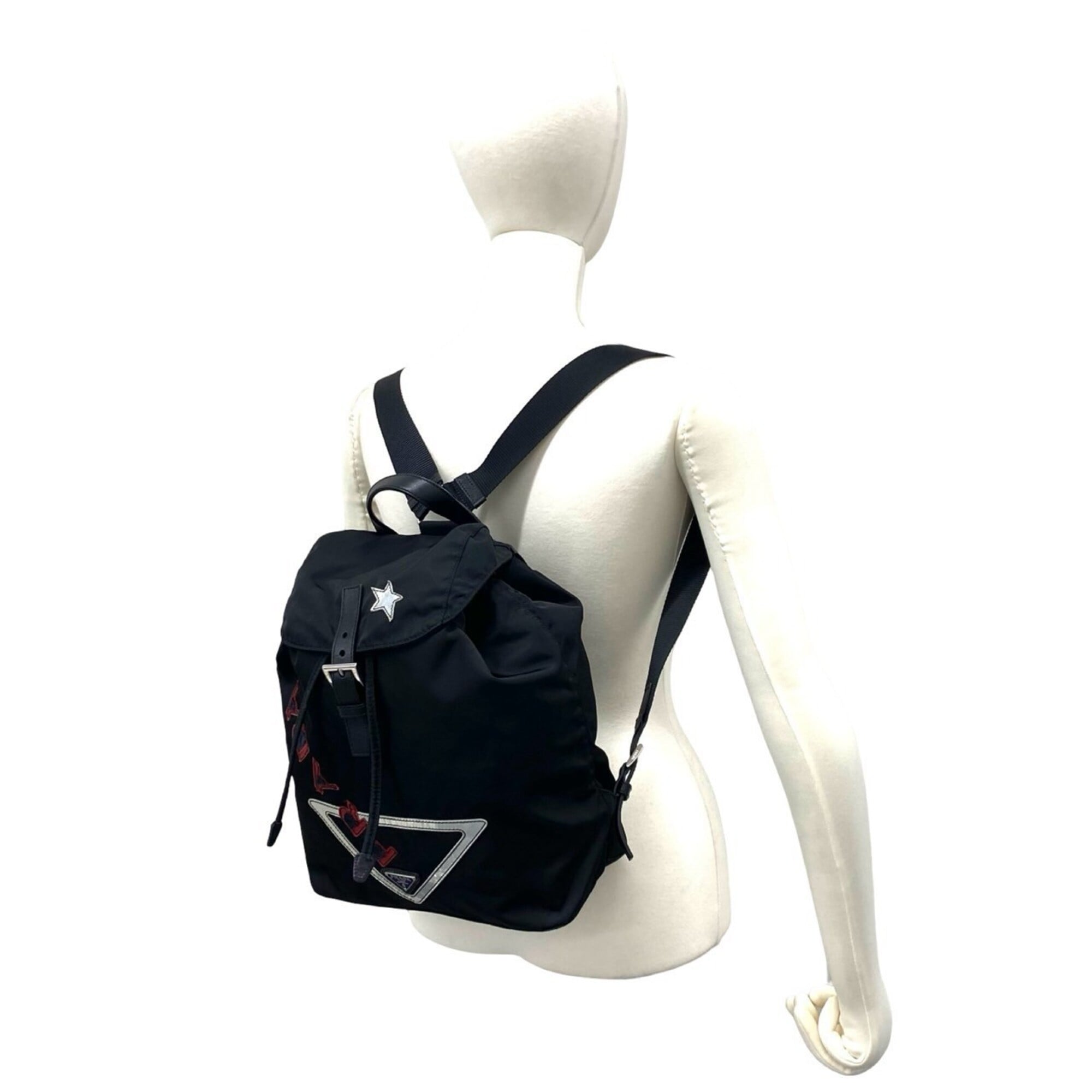 Prada Black Nylon Leather Backpack (Pre-Owned)