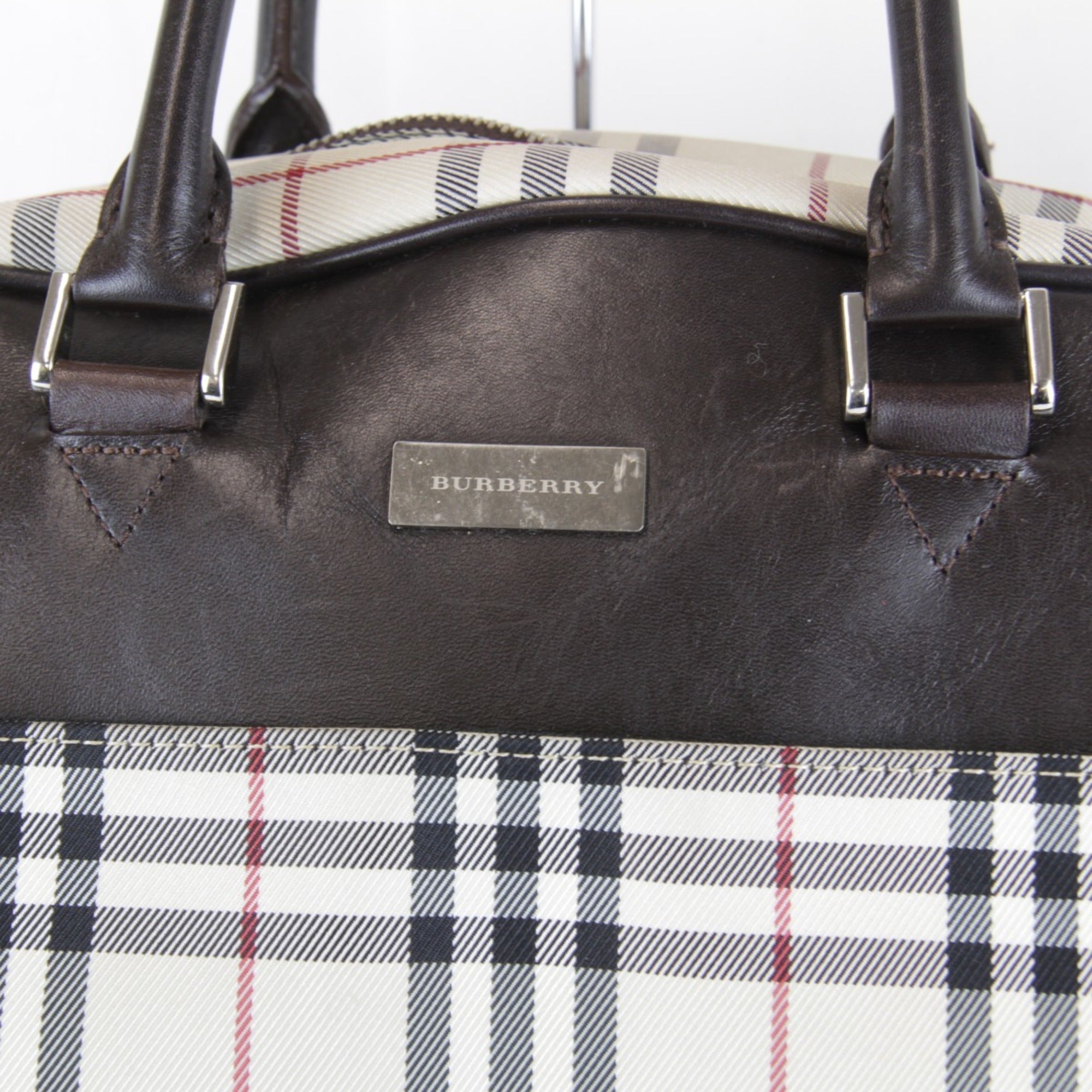 Burberry Beige Canvas Boston Bag (Pre-Owned)
