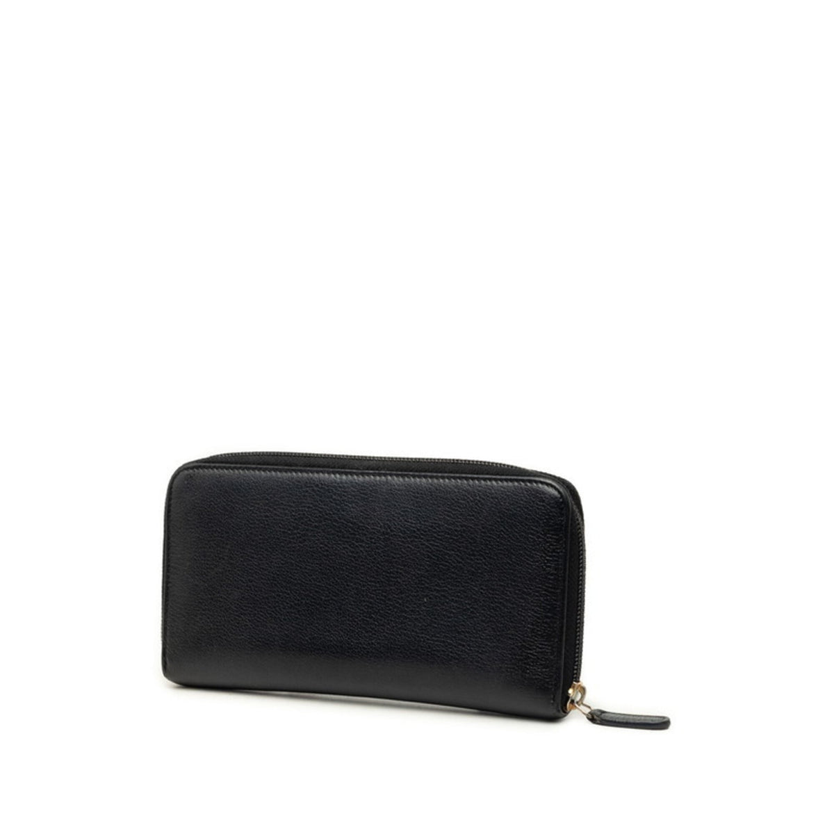 Chanel Gold Black Leather Long Wallet (Bi-Fold) (Pre-Owned)