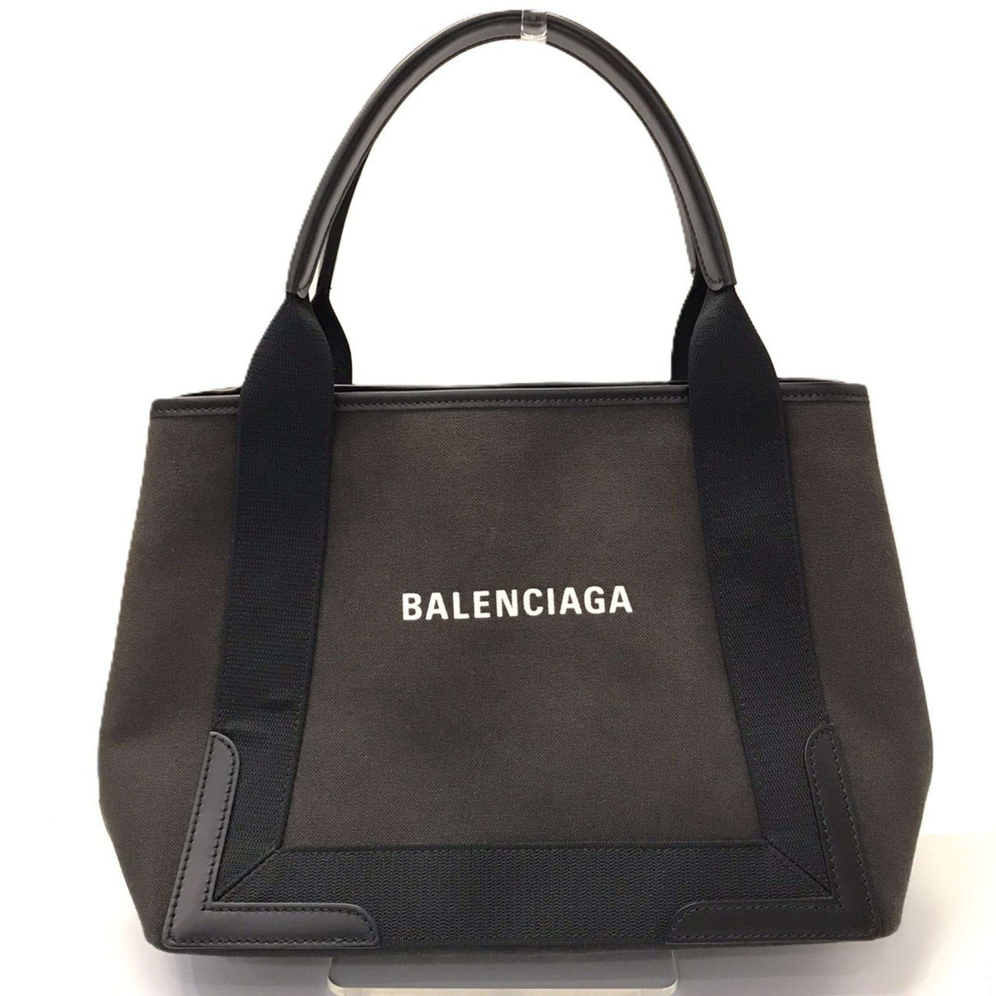 Balenciaga Navy Cotton Canvas Leather Handbag Tote Bag (Pre-Owned)