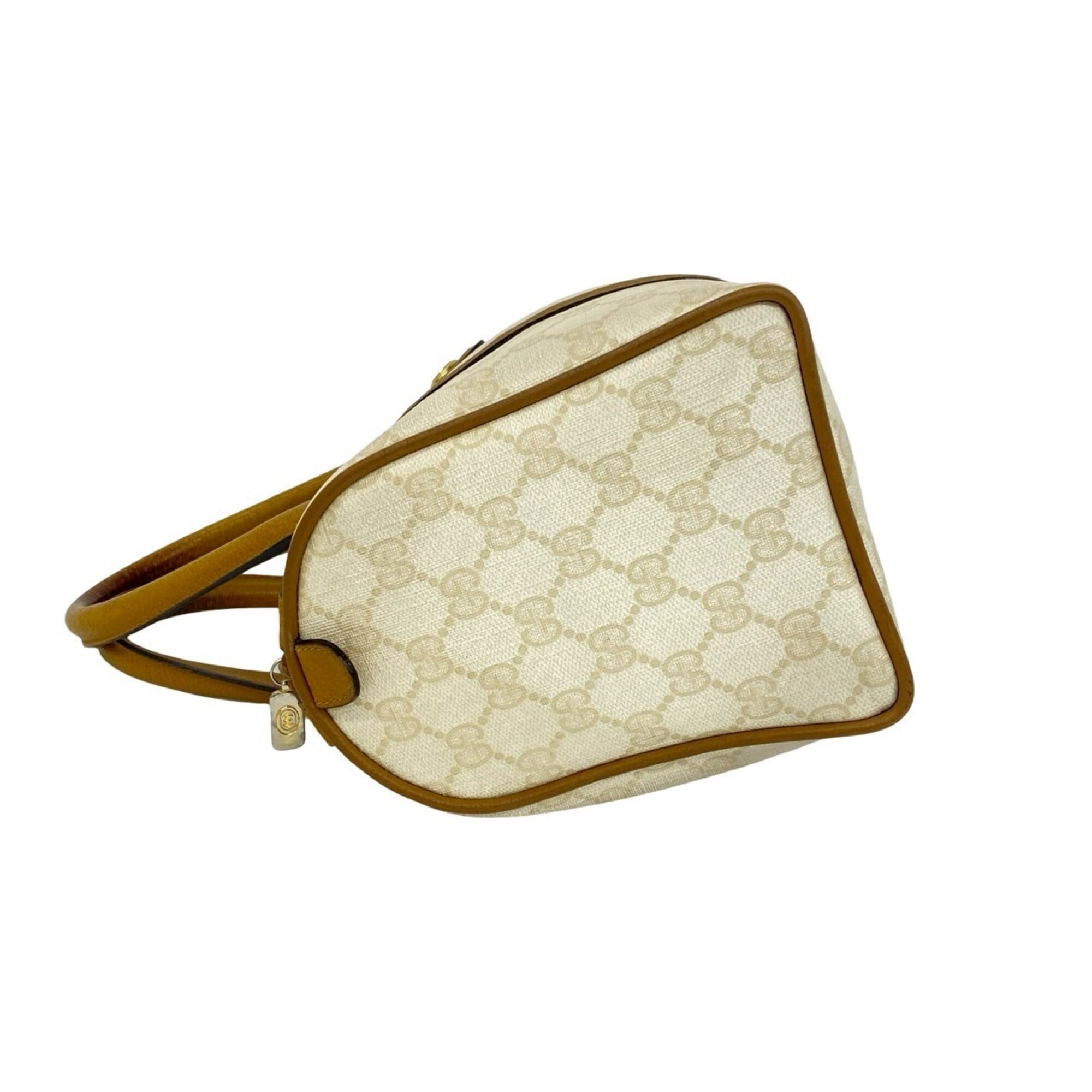Gucci Brown White Leather Pvc Boston Bag Handbag (Pre-Owned)