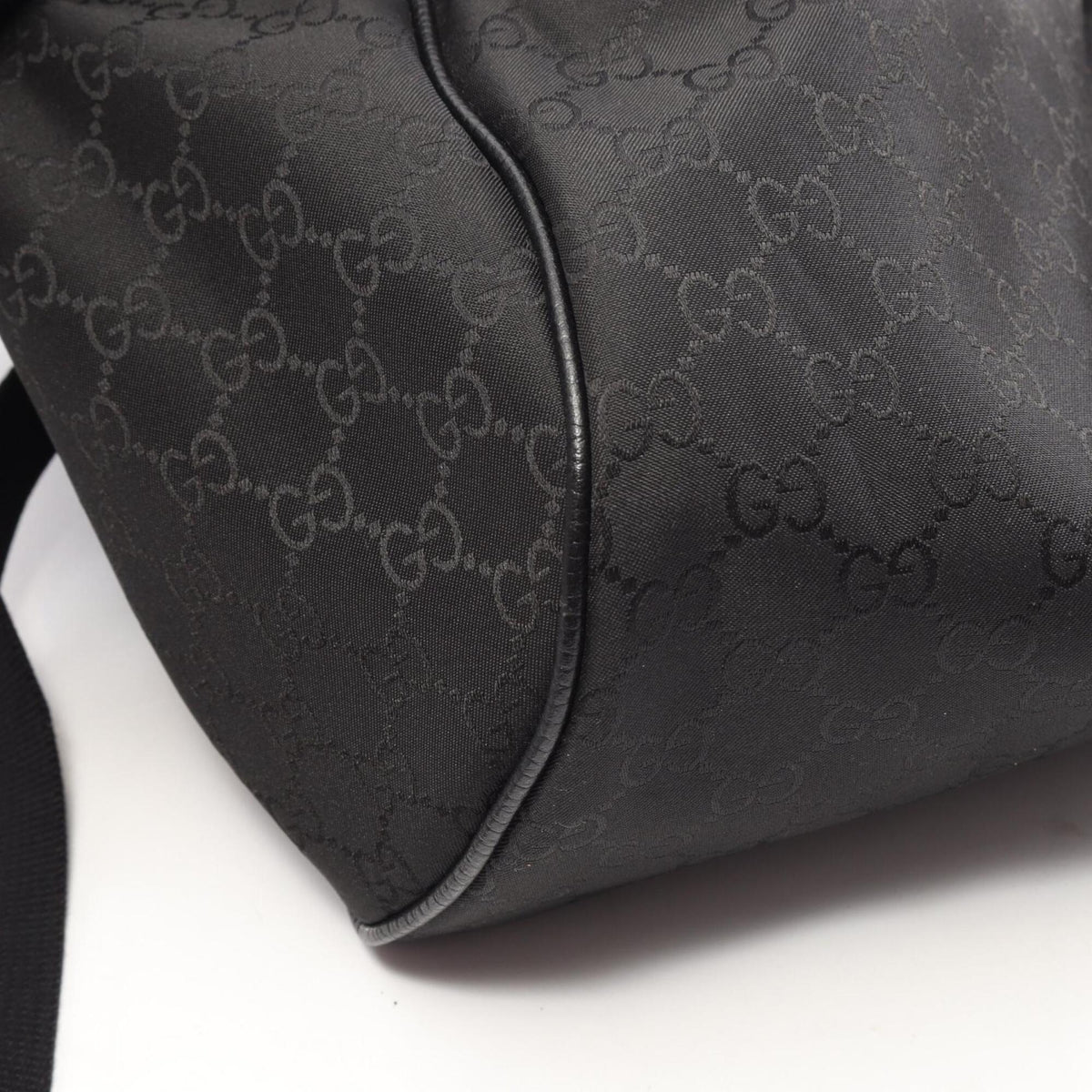 Gucci Black Gray Nylon Leather Backpack Handbag (Pre-Owned)